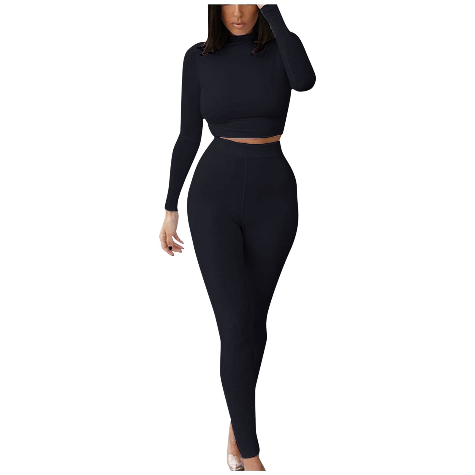 Women's High Waisted Seamless Workout Set - Breathable Sports Pullover Top & Sweatpants for Yoga, Gym & Running | Winter Training Outfit
