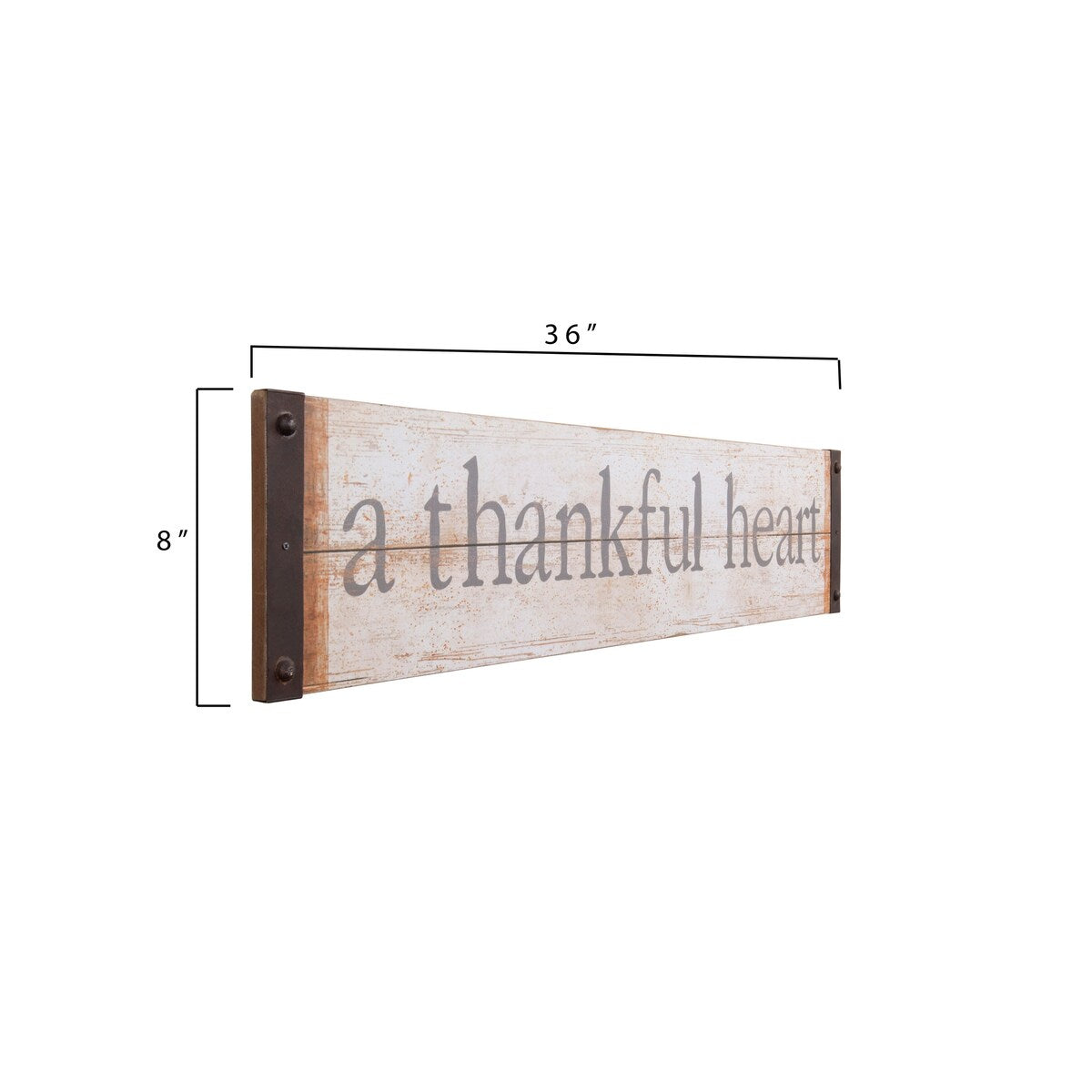 Gratitude Wall Art - 36 x 7.5 Inch Wood & Metal Home Decor for Living Room, Bedroom, Office - Rustic Thankful Heart Sign for Thanksgiving, Christmas & Year-Round Decor