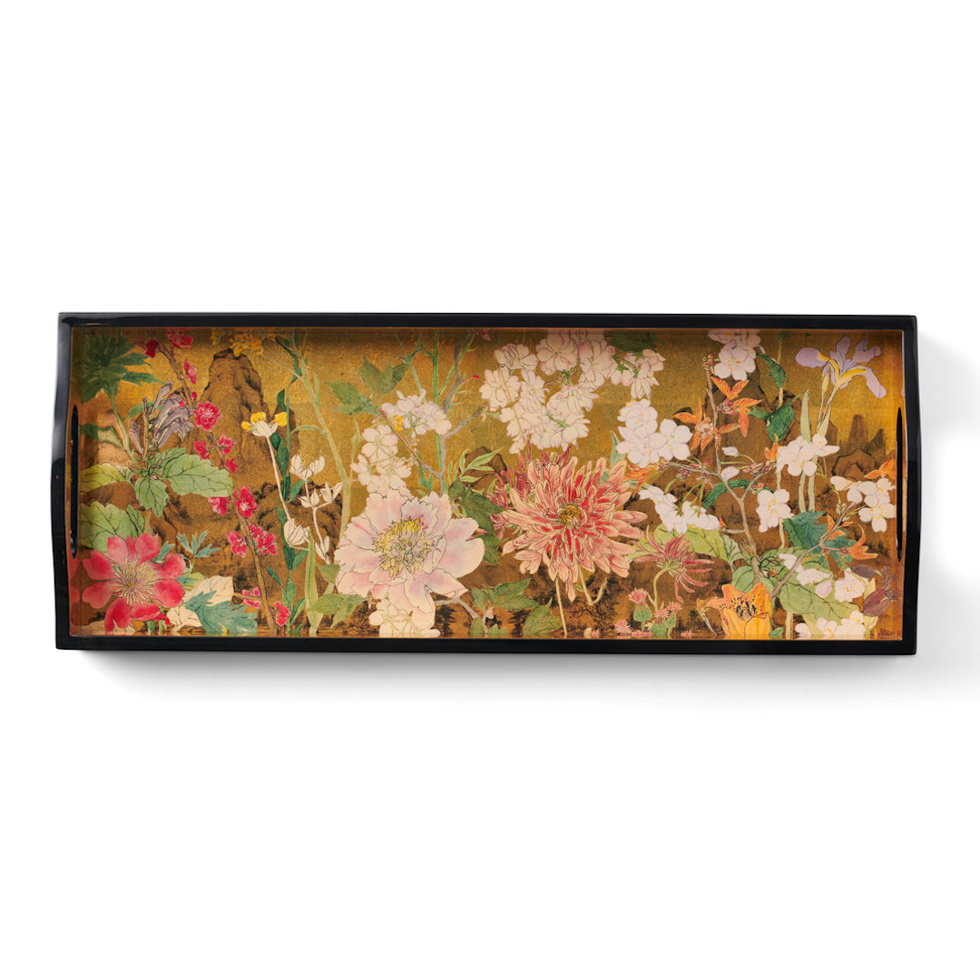 Premium Mountain Garden Lacquered Tray - Handcrafted Wooden Serving Tray for Dining, Coffee Table Decor, and Gift Giving | Perfect for Home, Office, and Wedding Decorations