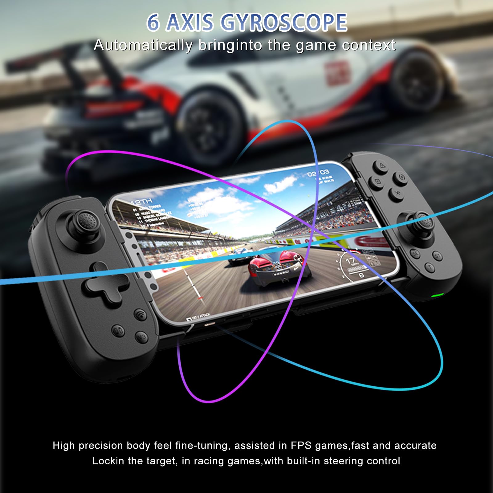 Wireless Bluetooth Game Controller for iPhone, Android, PC, iPad, Tablet, Switch, PS4, PS5, Xbox - MFi Certified with Turbo, 6-Axis Gyro & Dual Motors - Perfect for Cloud Gaming, Streaming & Arcade Games