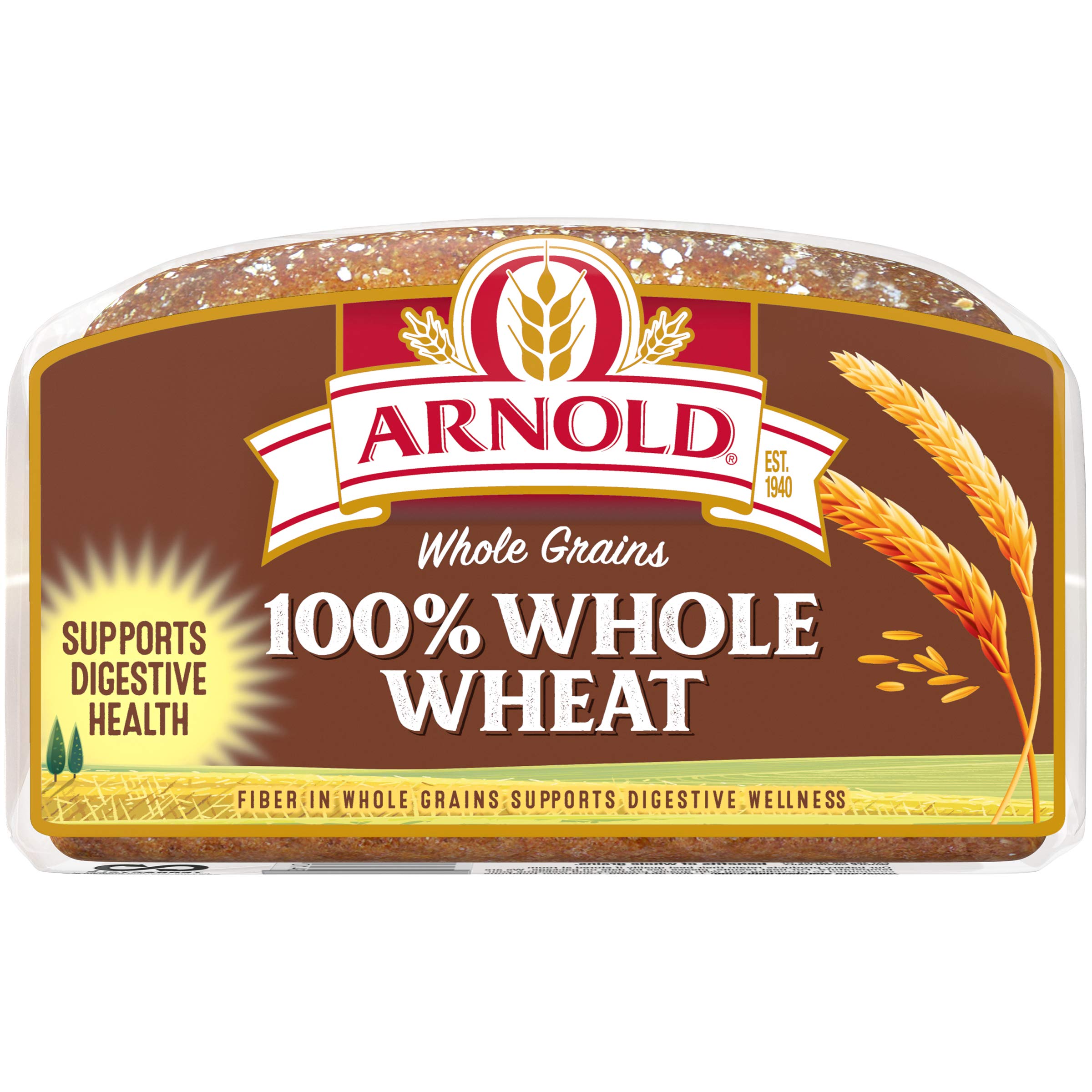 Arnold Whole Grains 100% Whole Wheat Bread - 24 oz Bag | Healthy Sandwich Bread for School Lunches & Family Breakfasts