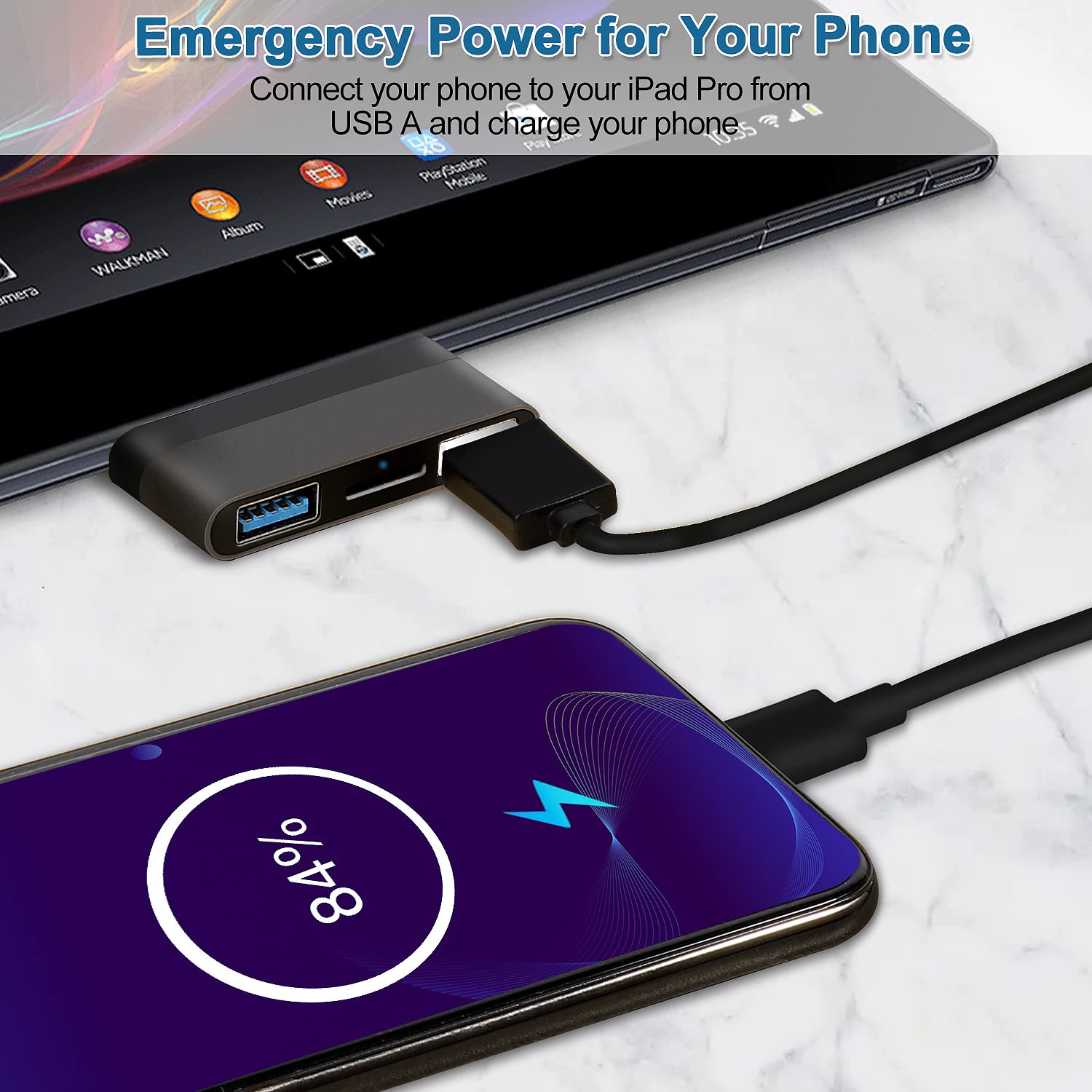 3-in-1 USB C Hub for iPad Pro & MacBook - USB 3.0 Port, microSD Card Reader - Compatible with iPad Pro 2020/2019/2018 & MacBook Pro/Air (Space Gray) - Perfect for Work, Travel & Home Office Connectivity