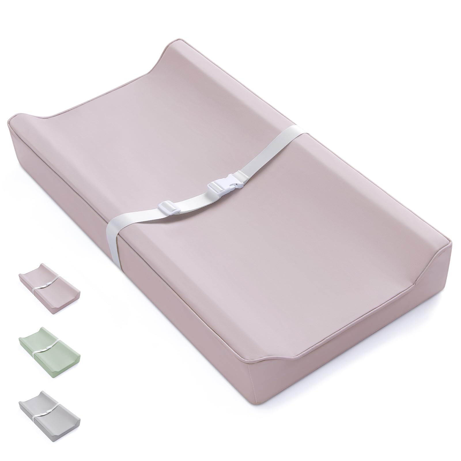 Blissful Diary Vegan Leather Baby Changing Pad - Waterproof & Wipe-Clean PU Cover, Standard Size Cozy Diaper Changing Mat for Nursery Dresser & Table (Taupe) - Perfect for Home, Travel & Daycare Use