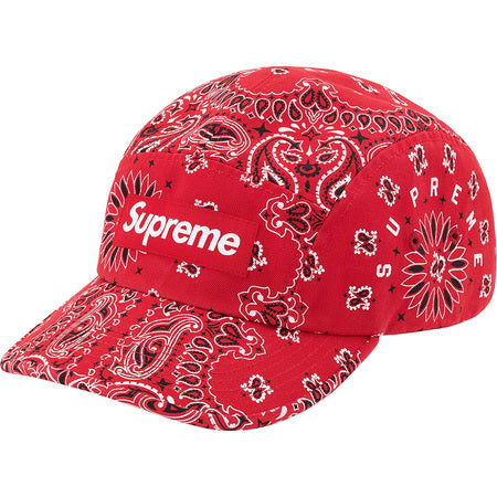 Supreme Bandana Camp Cap - Red Adjustable Dad Hat for Men & Women - Perfect for Streetwear, Hip Hop Fashion & Outdoor Activities