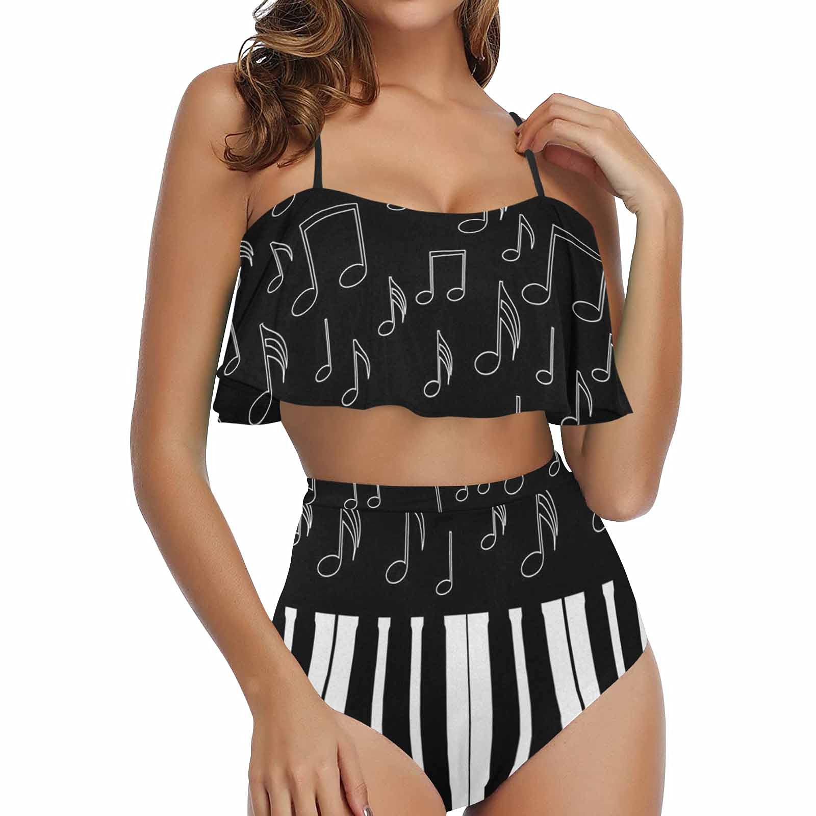 Kawaii Face Women's Bikini Set - High Waisted Swimwear for Beach & Pool