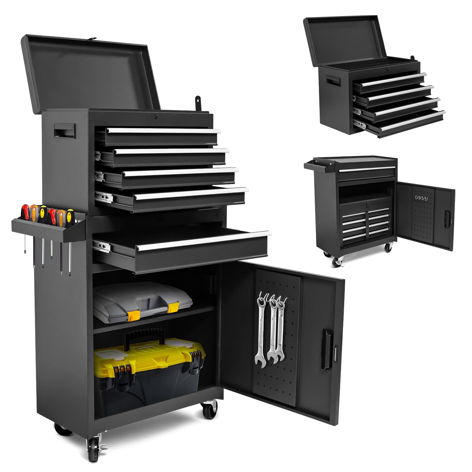 5-Drawer Rolling Tool Chest - Heavy Duty High Capacity Tool Storage Cabinet with Adjustable Shelf & Lockable Drawers | 2-in-1 Detachable Mechanic Tool Box on Wheels | Perfect for Garage, Workshop, Warehouse & Auto Repair Shops | Durable Tool Organization for Professionals & DIY Enthusiasts