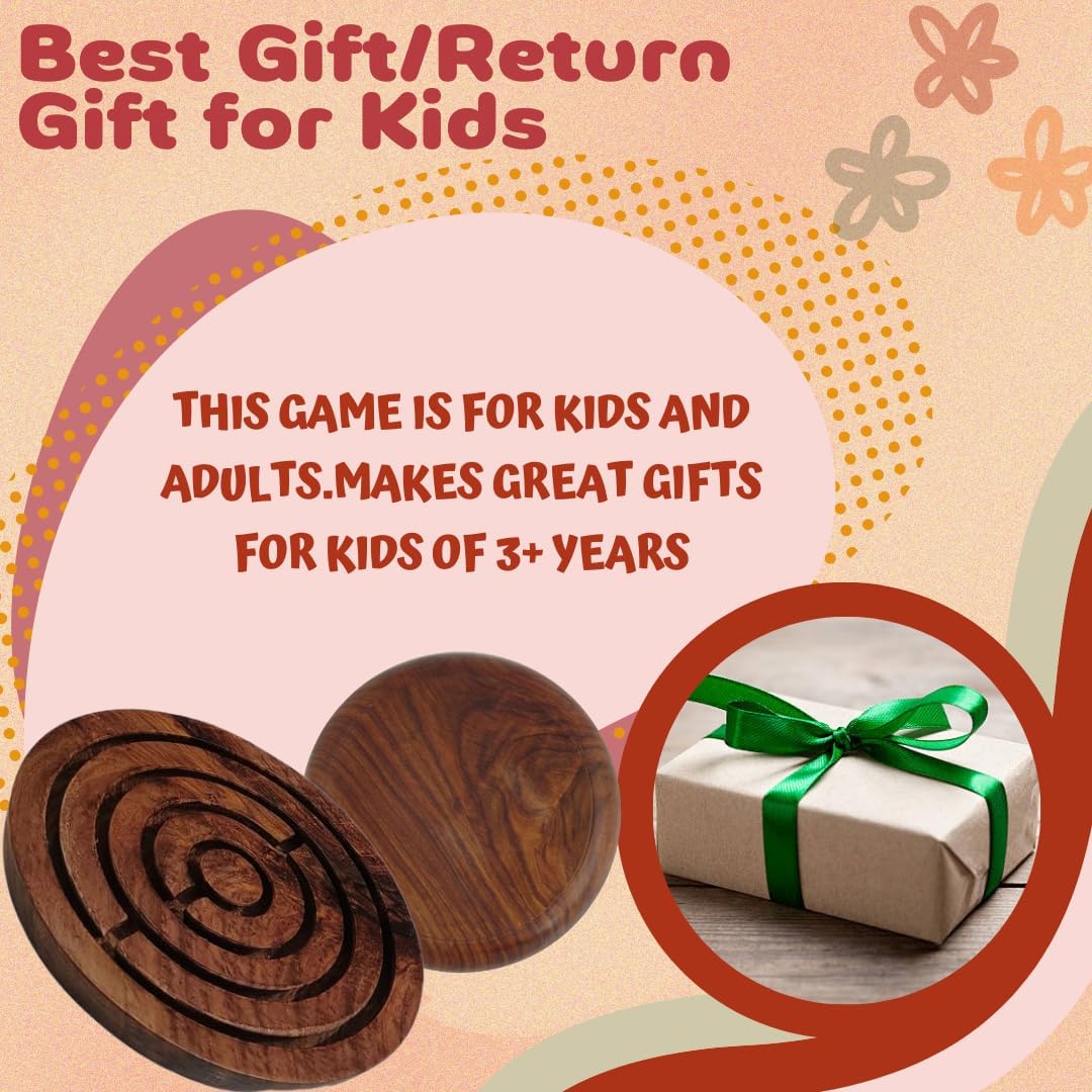HAPYDOSE Handcrafted Wooden Labyrinth Board Game - Ball in a Maze Puzzle Toy for Kids Ages 6+ | Fun Brain Teaser & Educational STEM Gift for Boys & Girls (6 Inch) - Perfect for Indoor Play, Birthday Parties & Family Game Nights