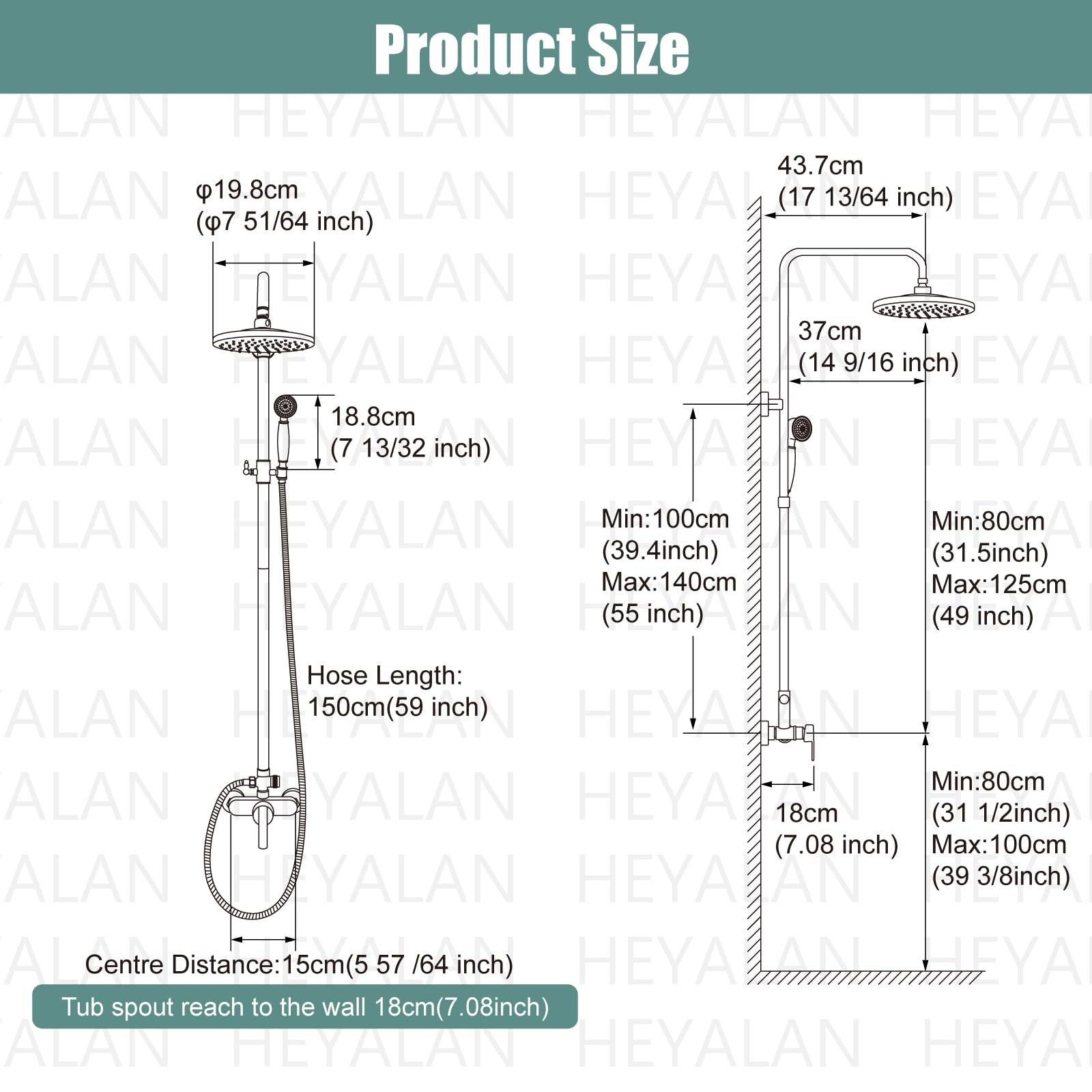 Matte Black Exposed Pipe Shower System - 8 Inch Rainfall Shower Head & Handheld Sprayer Combo with Single Handle Brass Faucet for Modern Bathroom | Dual Function Shower Set for Luxurious Spa Experience at Home