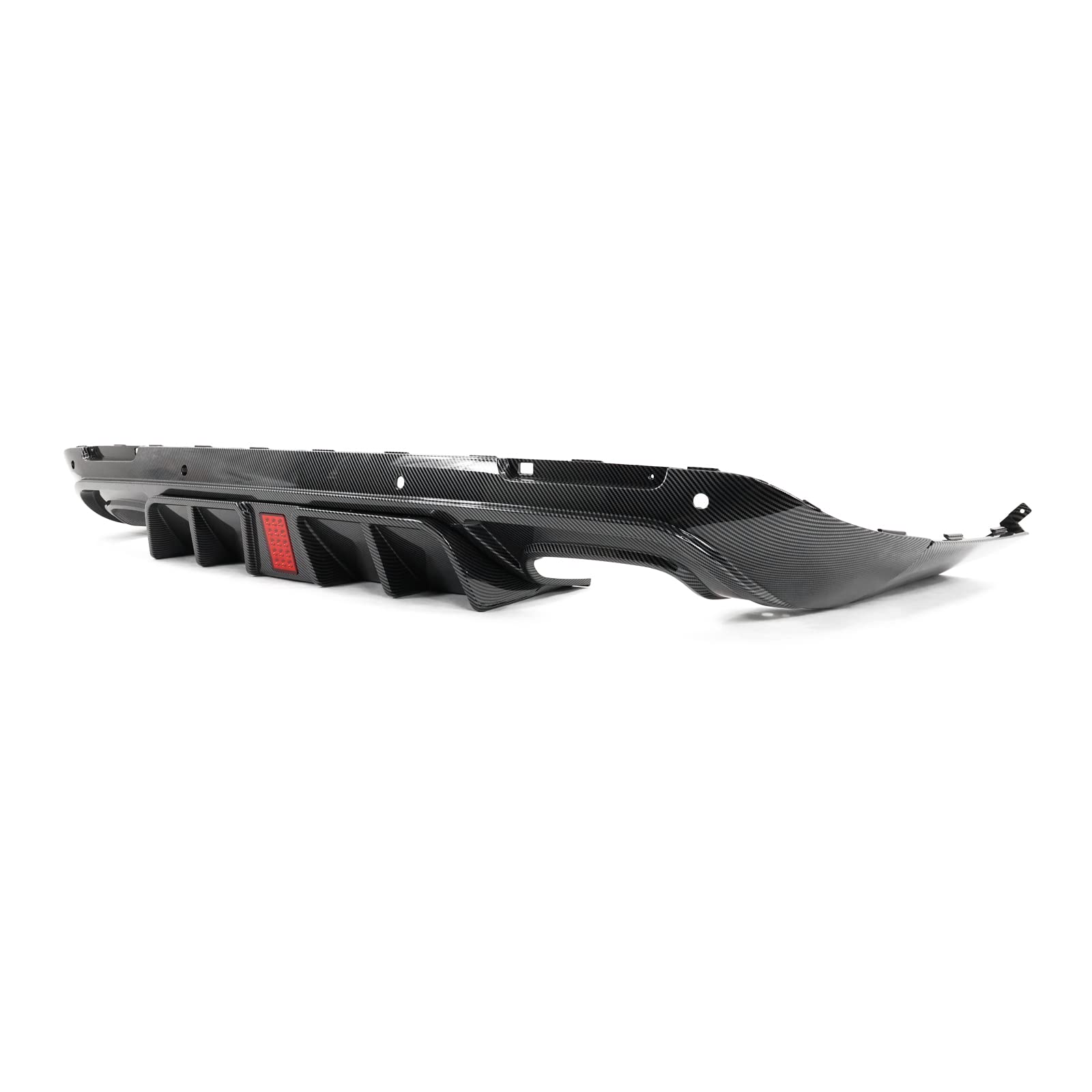 FREEMOTOR802 Rear Diffuser for 2015-2023 Dodge Challenger | IKON V6 Style Carbon Fiber Print PP Bumper Molding Lip | 4-Piece Lower Valance Diffuser & Shark Fin Splitter Kit | Perfect for Car Shows & Street Performance Upgrades