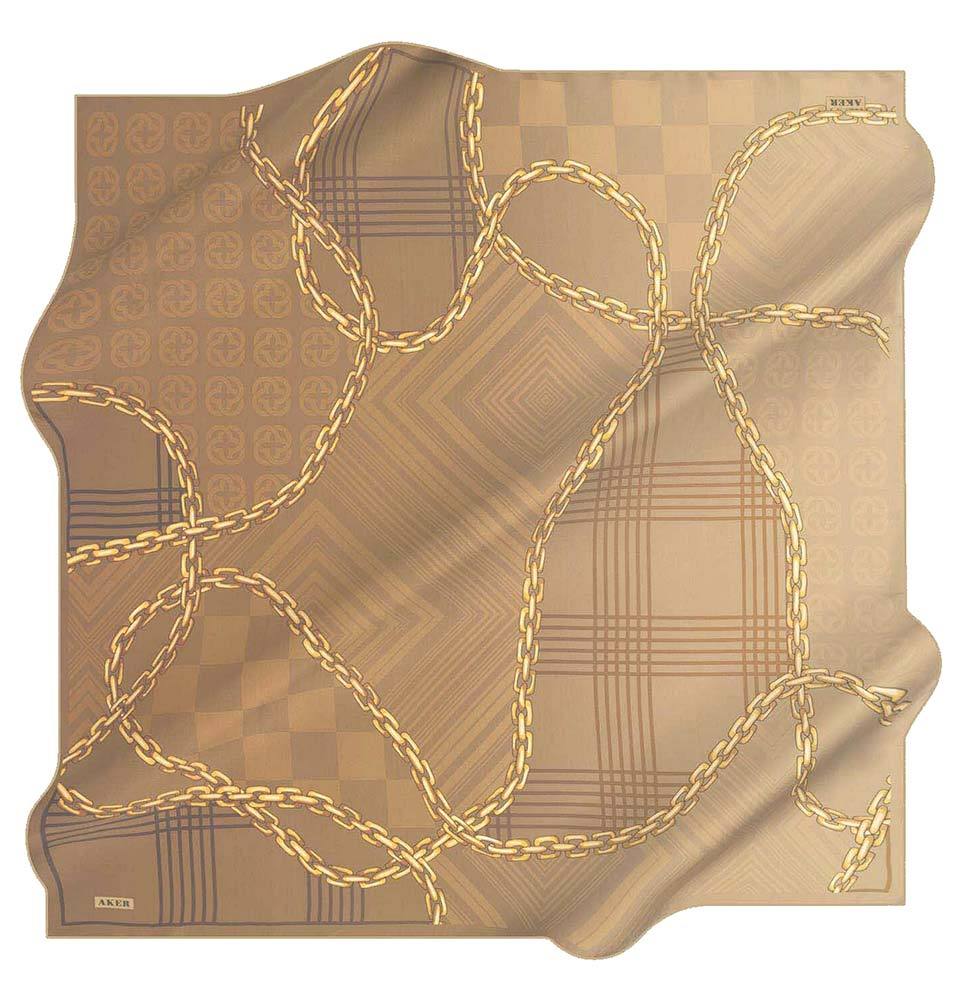Aker Silk Cotton Patterned Square Scarf #8117 461 - Stylish Fashion Accessory for Women, Perfect for Office, Party and Travel Outfits