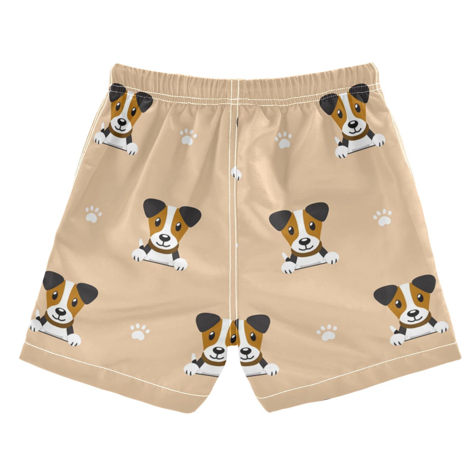 **Cartoon Dog Boys Swim Trunks - Quick Dry Toddler & Kids Bathing Suits (2T-16) with Adjustable Waist - Fun Beach & Pool Shorts for Boys - Yellow**    *(Perfect for Summer Swimming, Beach Vacations, and Water Play!)*