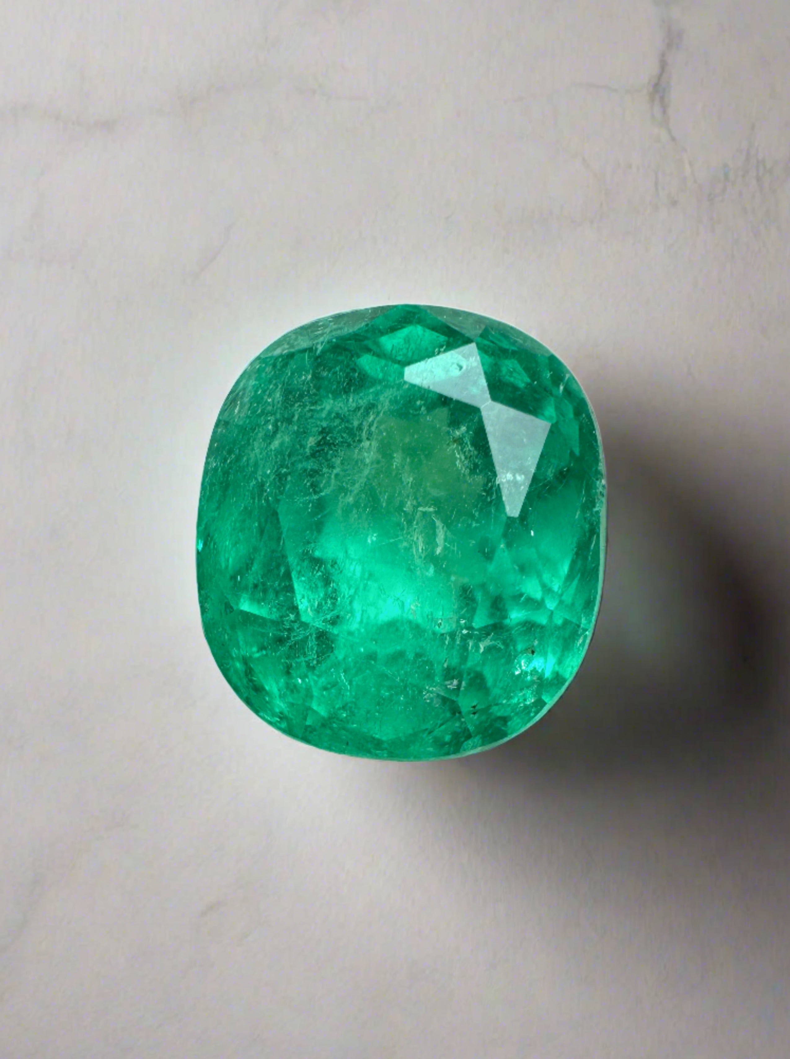 3.98 Carat 10x9mm Medium Green Natural Loose Colombian Emerald Cushion Cut Gemstone for Jewelry Making, Engagement Rings & Luxury Gifts