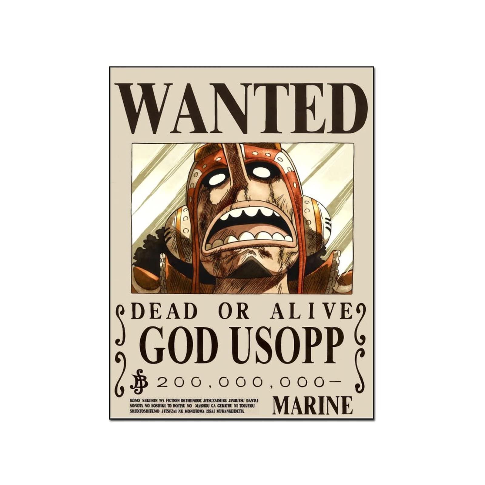 God Usopp Wanted Anime Poster - Canvas Wall Art Print for Living Room & Bedroom Decor - One Piece Inspired Painting - Perfect for Anime Fans & Home Decoration