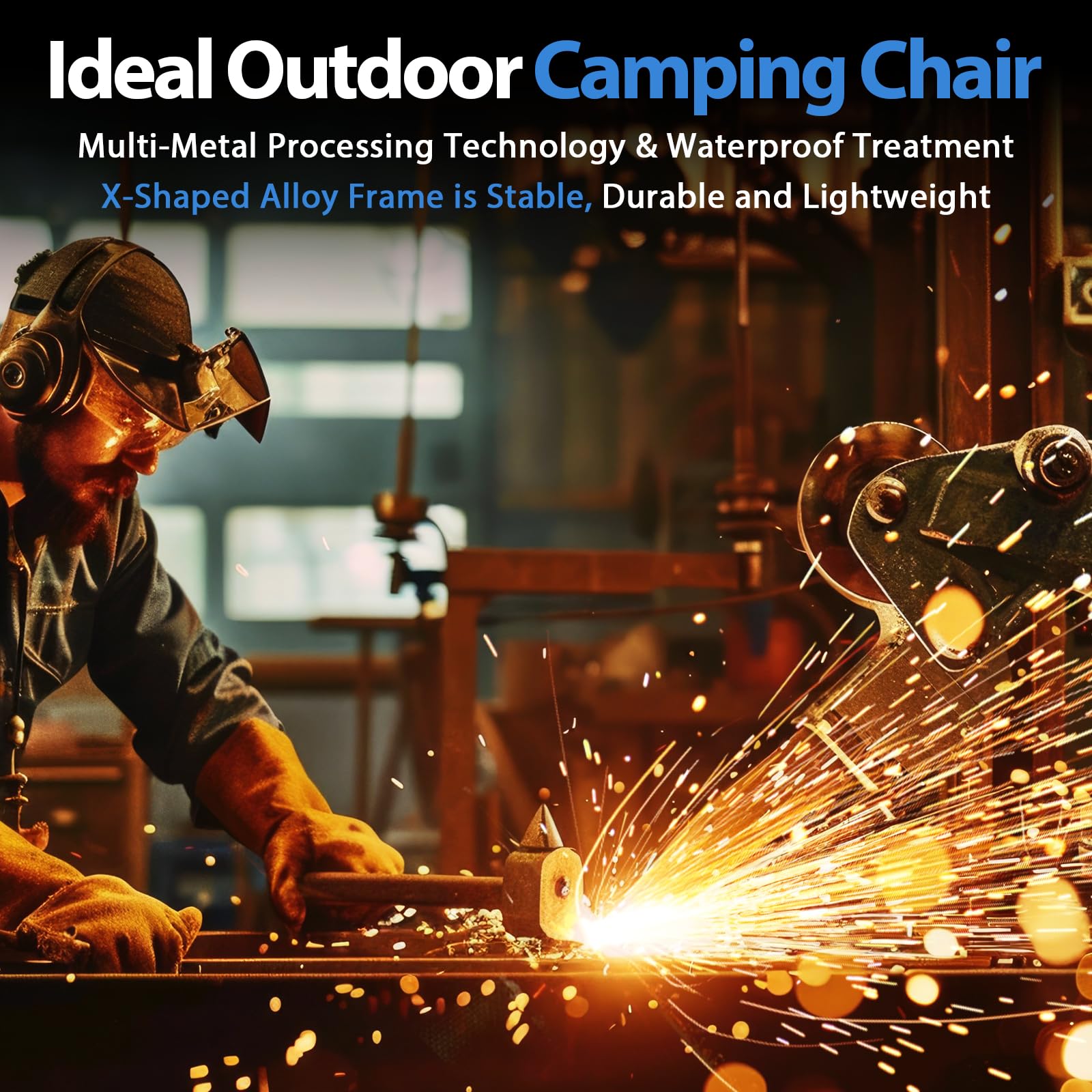 QUYUAN Heated Camping Chair with 20,000mAh Battery - Padded Portable Folding Chair with 500-Minute Heating, 500lb Weight Capacity - Perfect for Camping, Hiking, Hunting, Beach, Picnics & Outdoor Events