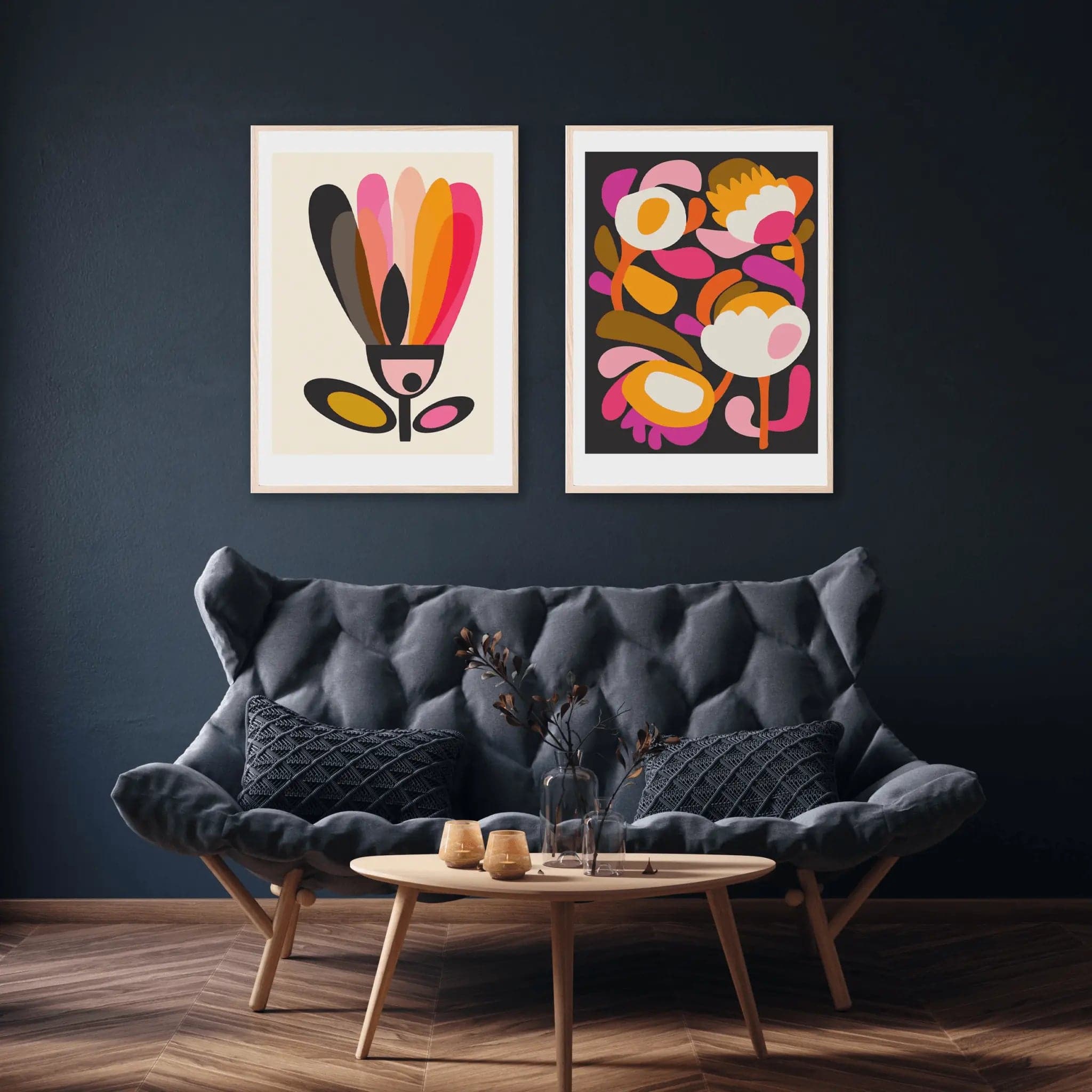 Vintage Mid Century Modern Wall Art - Set of 3 Giclee Prints for Living Room, Bedroom & Office Decor