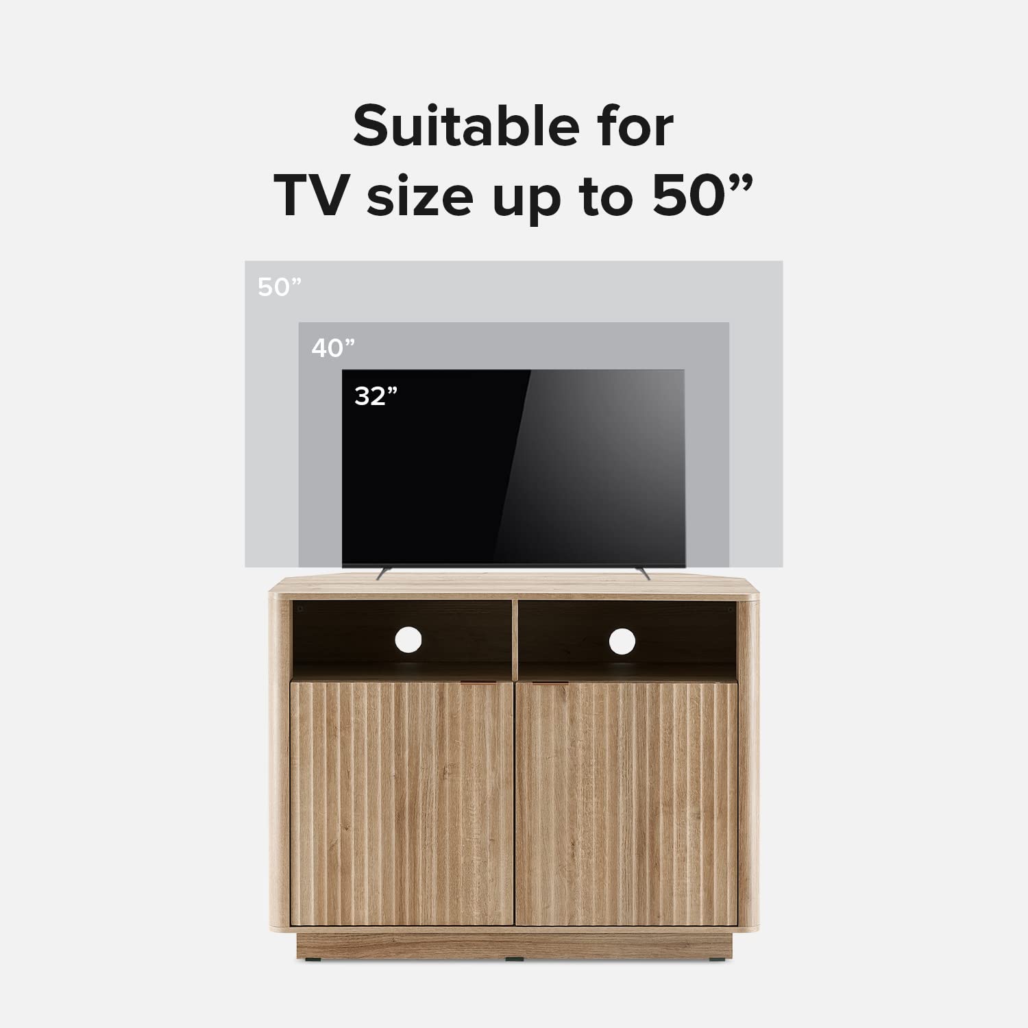 Mid Century Modern Brooklyn Corner Storage Cabinet - Buffet & Entertainment Center with Doors & Shelves, 55 Inch TV Stand Media Cabinet for Living Room, Bedroom & Home Office Storage Solutions