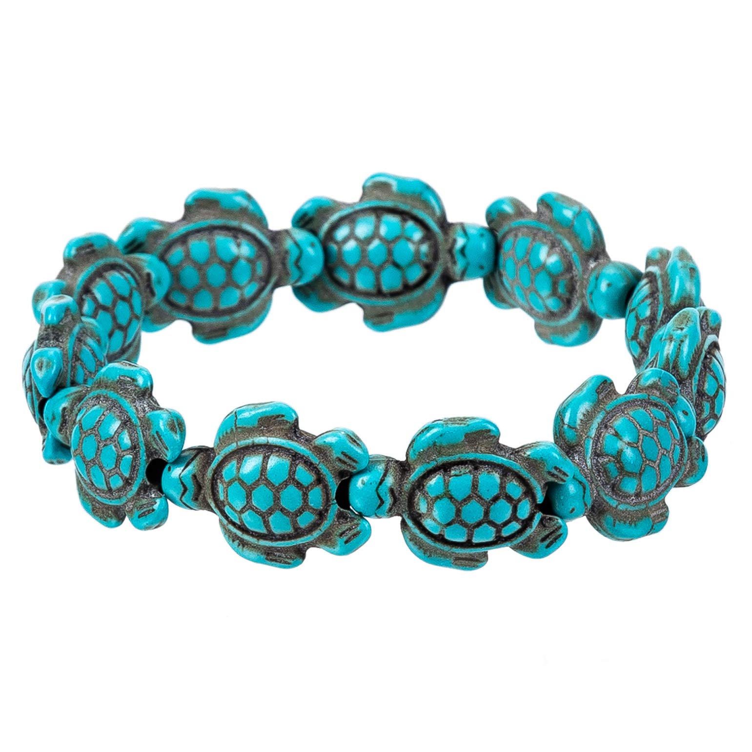 Handmade Natural Stone Turtle Beads Elastic Stretch Bracelet for Women & Men - Adjustable Friendship & Couple Bracelet - Perfect for Gifts, Boho Style, Yoga, and Beach Wear