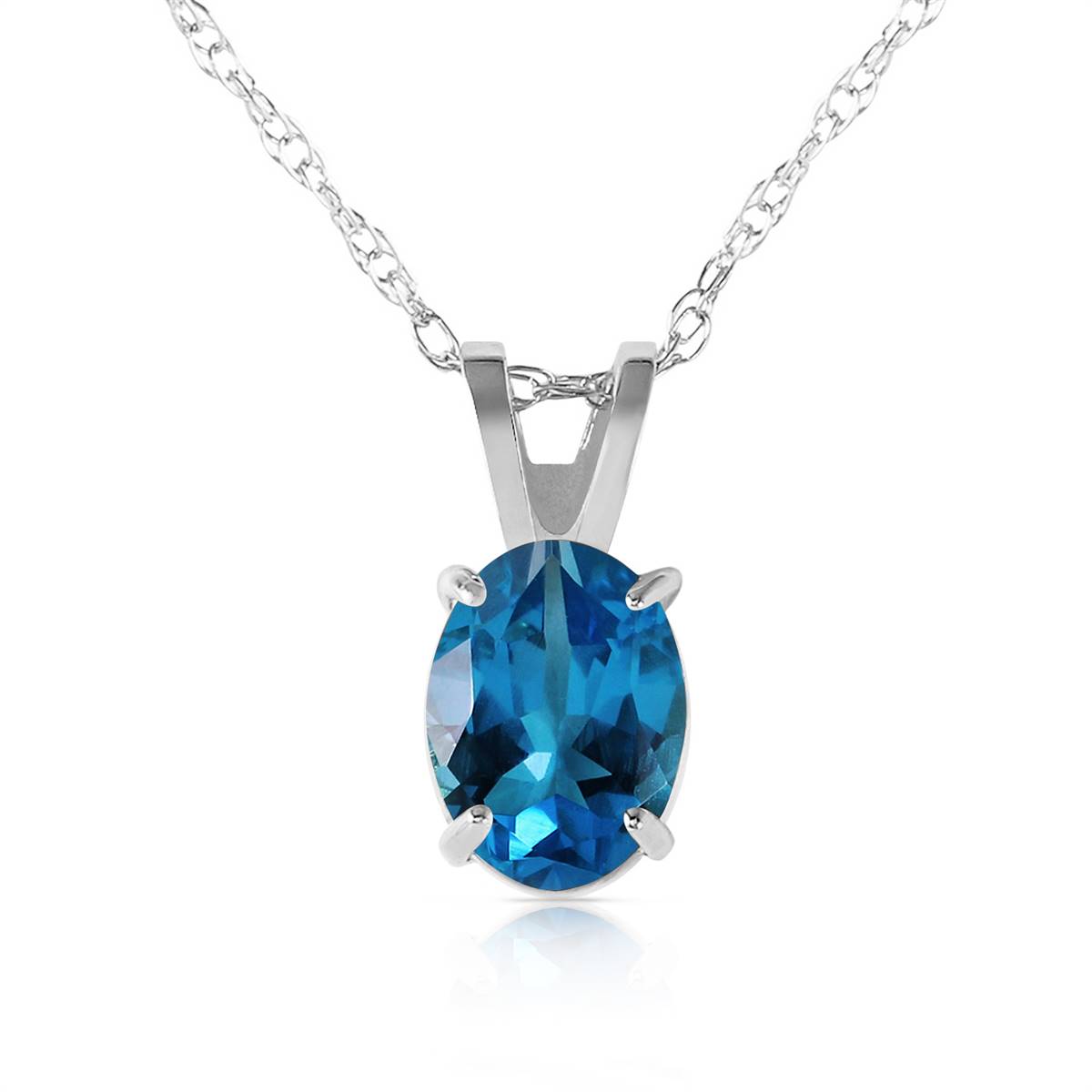0.85 Carat 14K Solid White Gold Blue Topaz Necklace for Women - Elegant 40th Birthday Gift, Anniversary Jewelry & Special Occasion Accessory