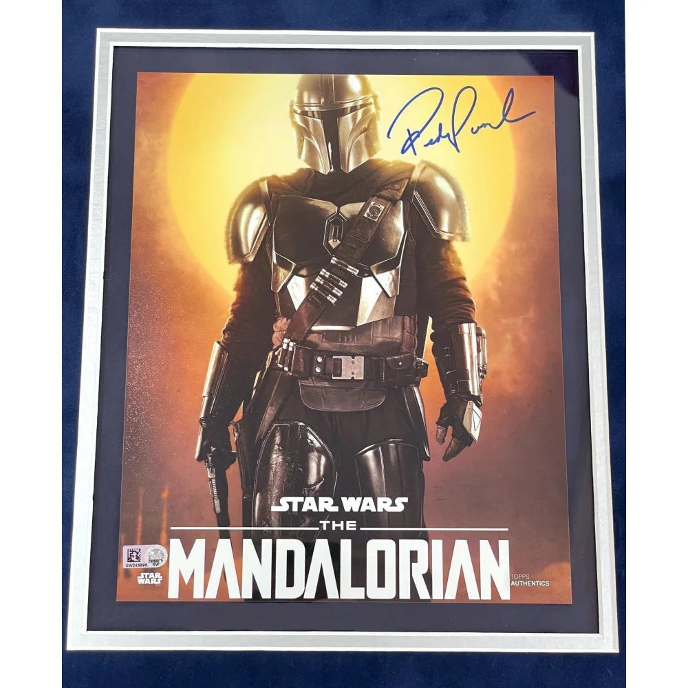 Pedro Pascal Autographed The Mandalorian 8x10 Photo - Framed Collectible with Topps COA - Perfect for Star Wars Fans & Memorabilia Collectors