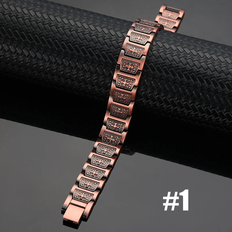 Men's Magnetic Health Bracelet - Pure Copper Energy Bracelet with Blood Pressure Magnets | Pain Relief & Improved Circulation | Perfect for Fitness, Work & Daily Wear