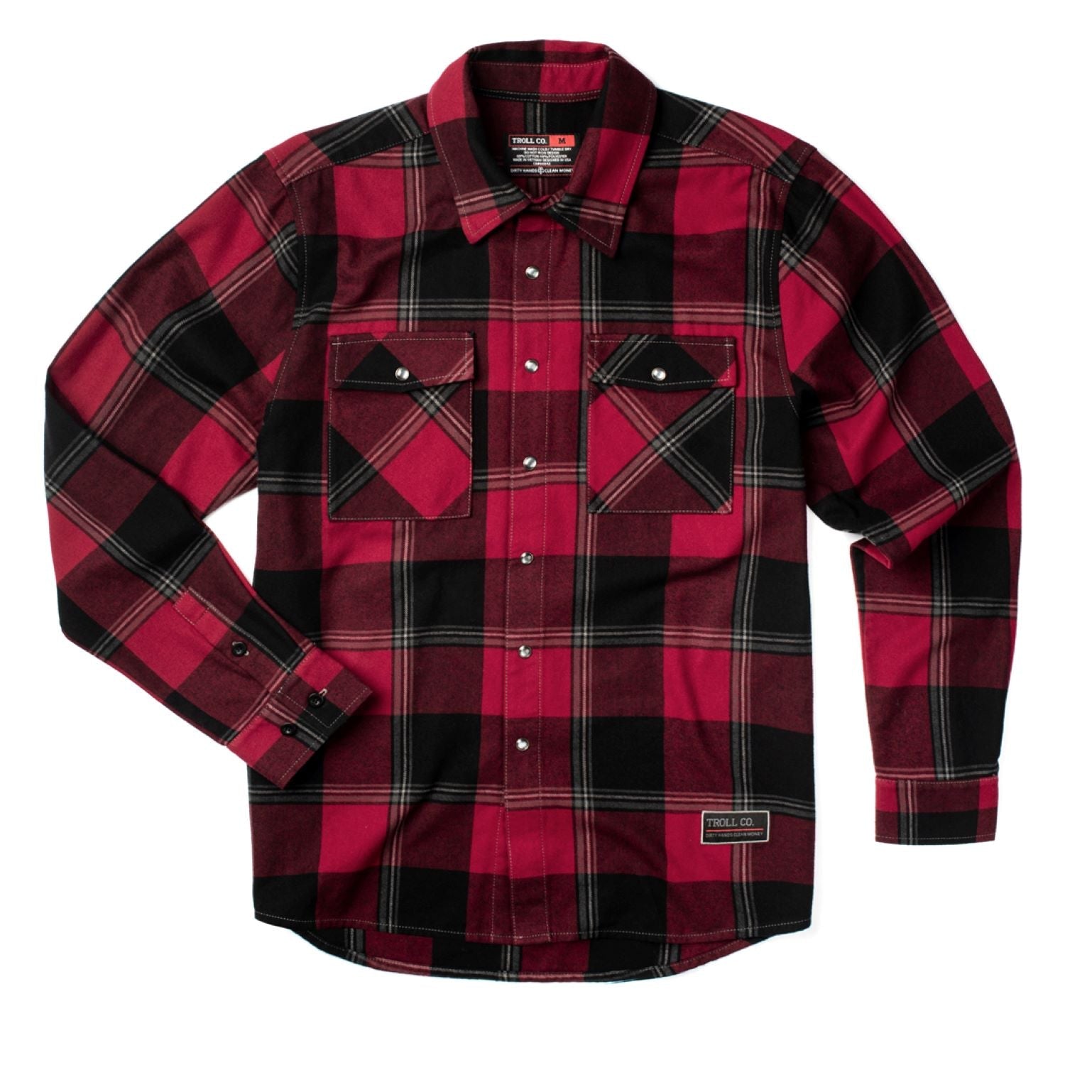 Troll Co. Men's Gridlock Button Down Flannel Shirt - Soft Plaid Work Shirt for Outdoor Jobs, Camping & Casual Wear