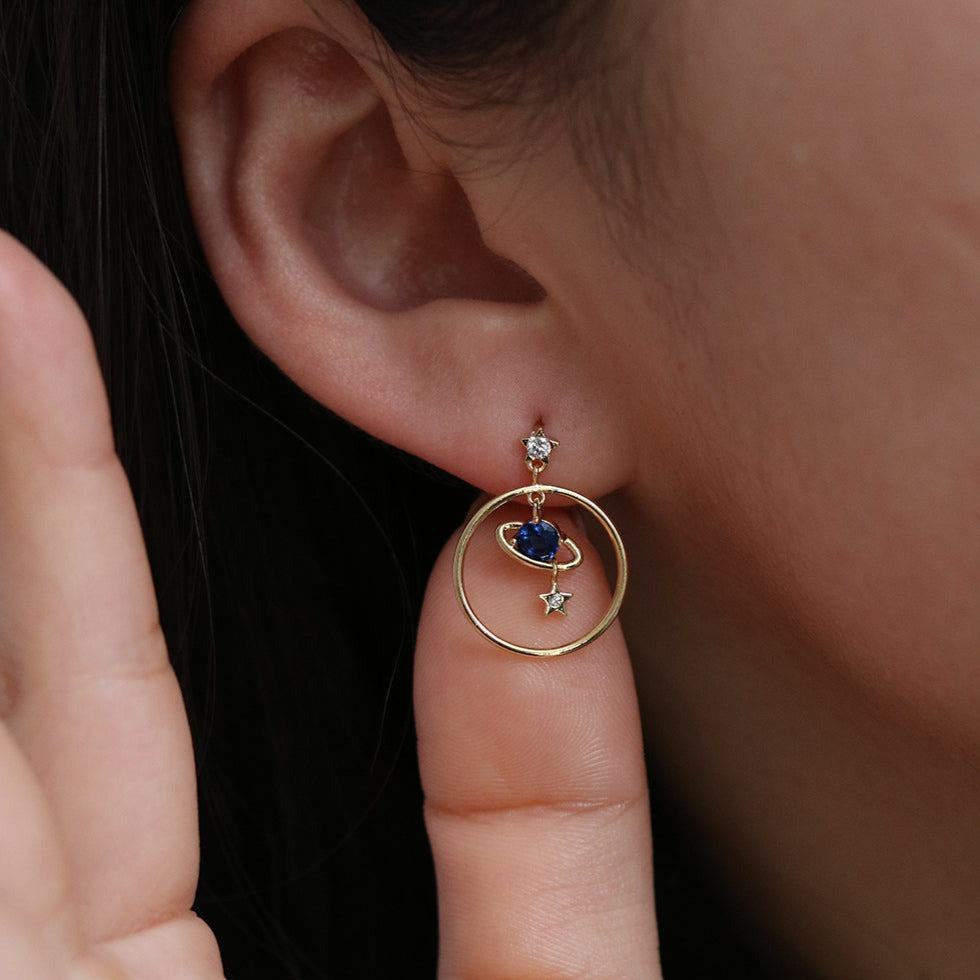 Saturn Moon Earrings - Unique Celestial Jewelry for Women, Dainty Planet Studs, Perfect for Gifts & Everyday Wear - Ideal for Astronomy Lovers & Space-Themed Outfits
