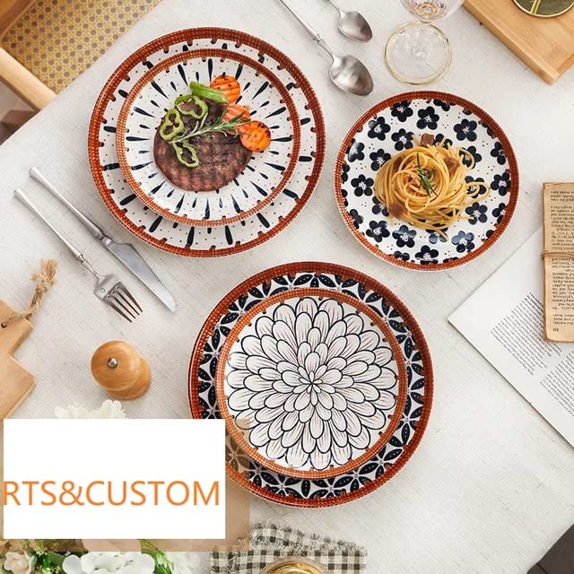 Premium Japanese Ramen Porcelain Dinnerware Set - 12 Serving Bowls & 6 Plates | Microwave & Dishwasher Safe | Perfect for Ramen, Sushi, Asian Cuisine | Ideal for Home Dining, Restaurants & Gift Giving (18-Piece Set)