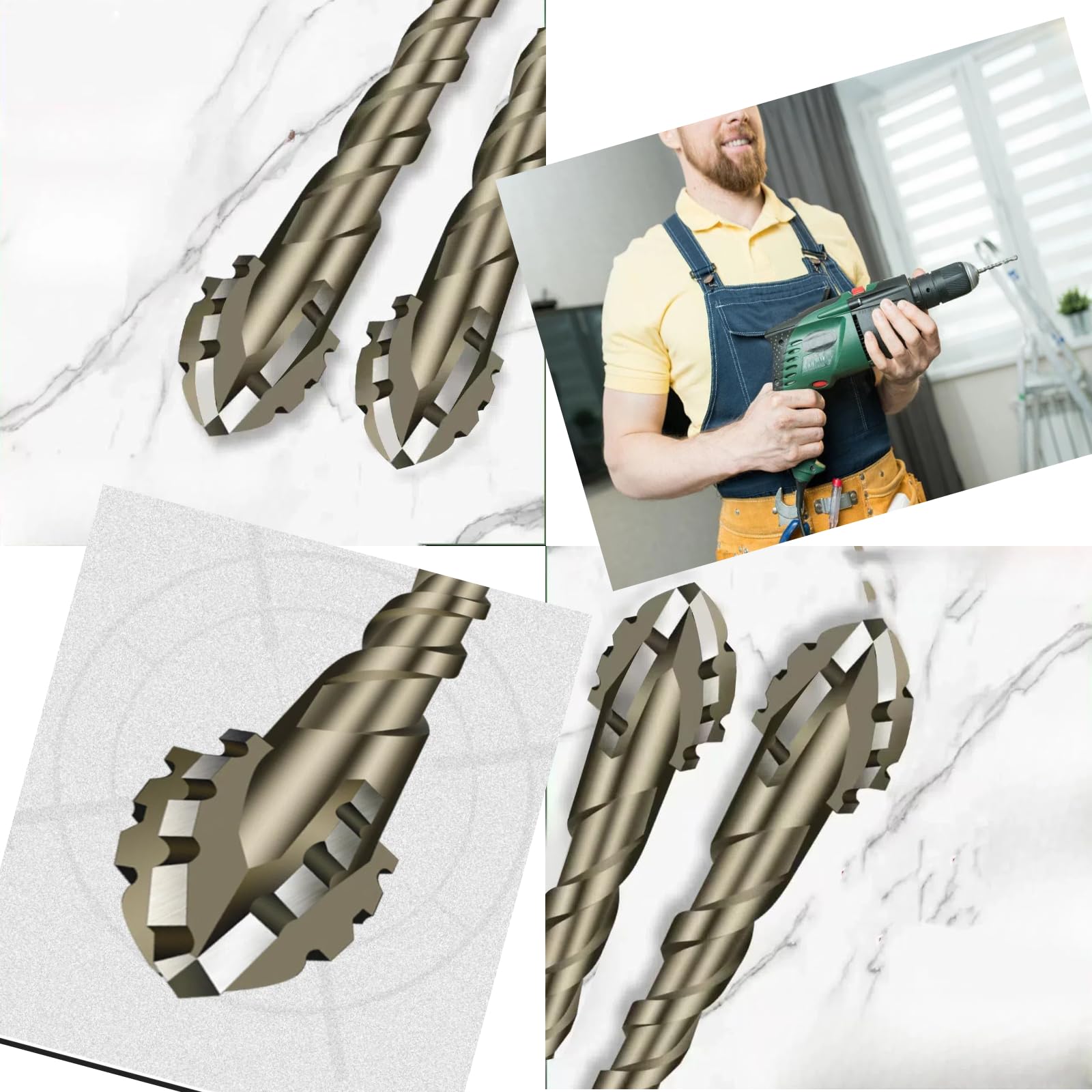 Premium 4-Flute Sawtooth Eccentric Drill Bit Set - High Hardness Skewed Head Design for Wood & Metal Drilling - Multi-Size Options (6/8/10/12mm) - Perfect for DIY Projects, Furniture Making & Metalworking