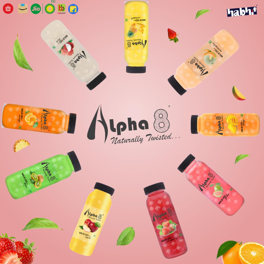 ALPHA 8 Natural Energizer & Immunity Booster Juice - High Fiber, Real Fruit Flavor, Healthy Drink Combo Pack (12 Bottles) - Perfect for Daily Energy Boost & Immune Support