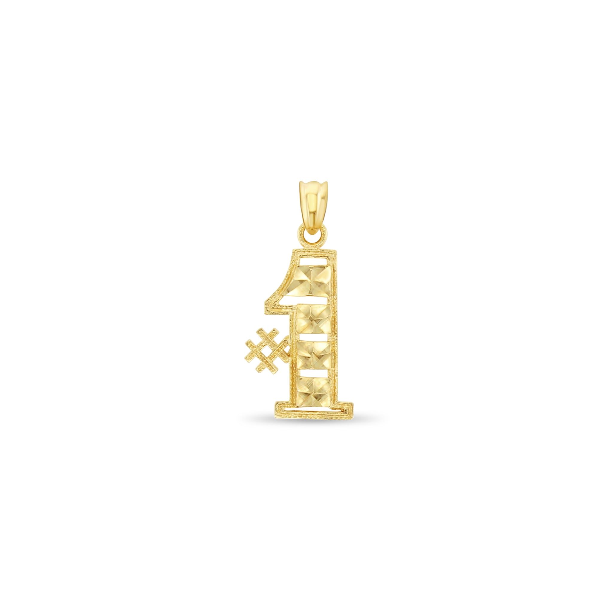 14K Yellow Gold Diamond Cut Charm Pendant - Elegant Jewelry for Necklace, Bracelet & Gift Giving