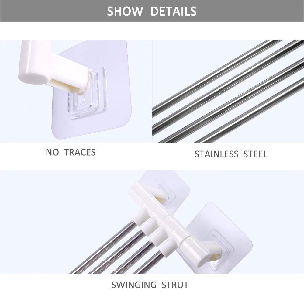 Platinum 4 Bar Stainless Steel Folding Towel Rack - Chrome Finish Bathroom & Kitchen Organizer - Space Saving Wall Mount or Freestanding Towel Holder for Bath, Spa, Laundry Room & Dorm