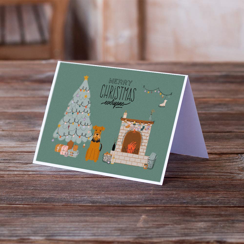 Caroline's Treasures CK7604GCA7P Airedale Christmas Greeting Cards - Pack of 8 Blank A7 Note Cards (5x7 inches) with Envelopes | Holiday Cards for Christmas Wishes, Party Invitations & Seasonal Greetings