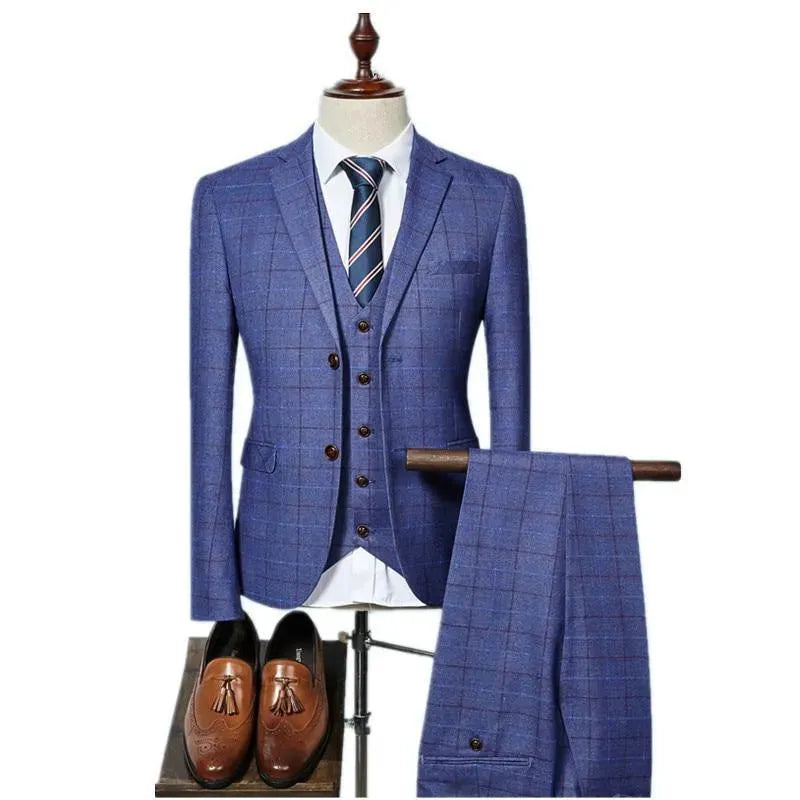 Slim Fit Grid Stripe Suit for Men - Modern Business & Formal Wear | Perfect for Office, Weddings & Special Events
