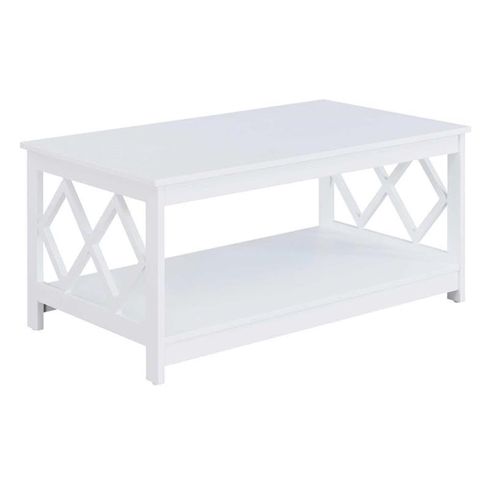 Pemberly Row White Wood Rectangular Coffee Table - Modern Living Room Furniture for Home Decor & Entertainment