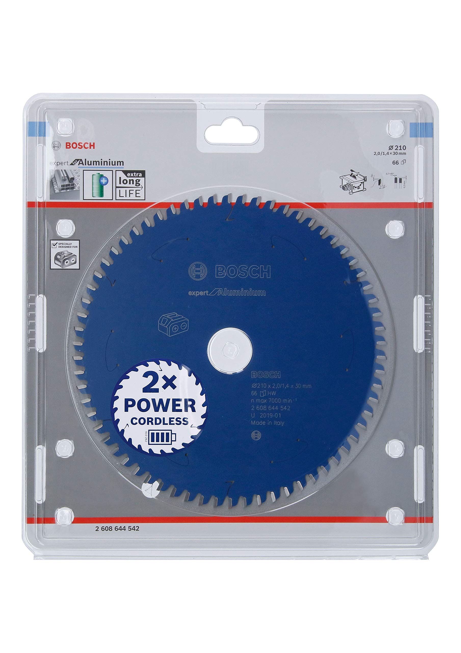 Bosch Professional 210mm Circular Saw Blade for Aluminum Cutting - 66 Teeth, 30mm Arbor, 2mm Thickness - Compatible with Cordless Circular Saws - Perfect for DIY Projects, Woodworking, and Metal Fabrication