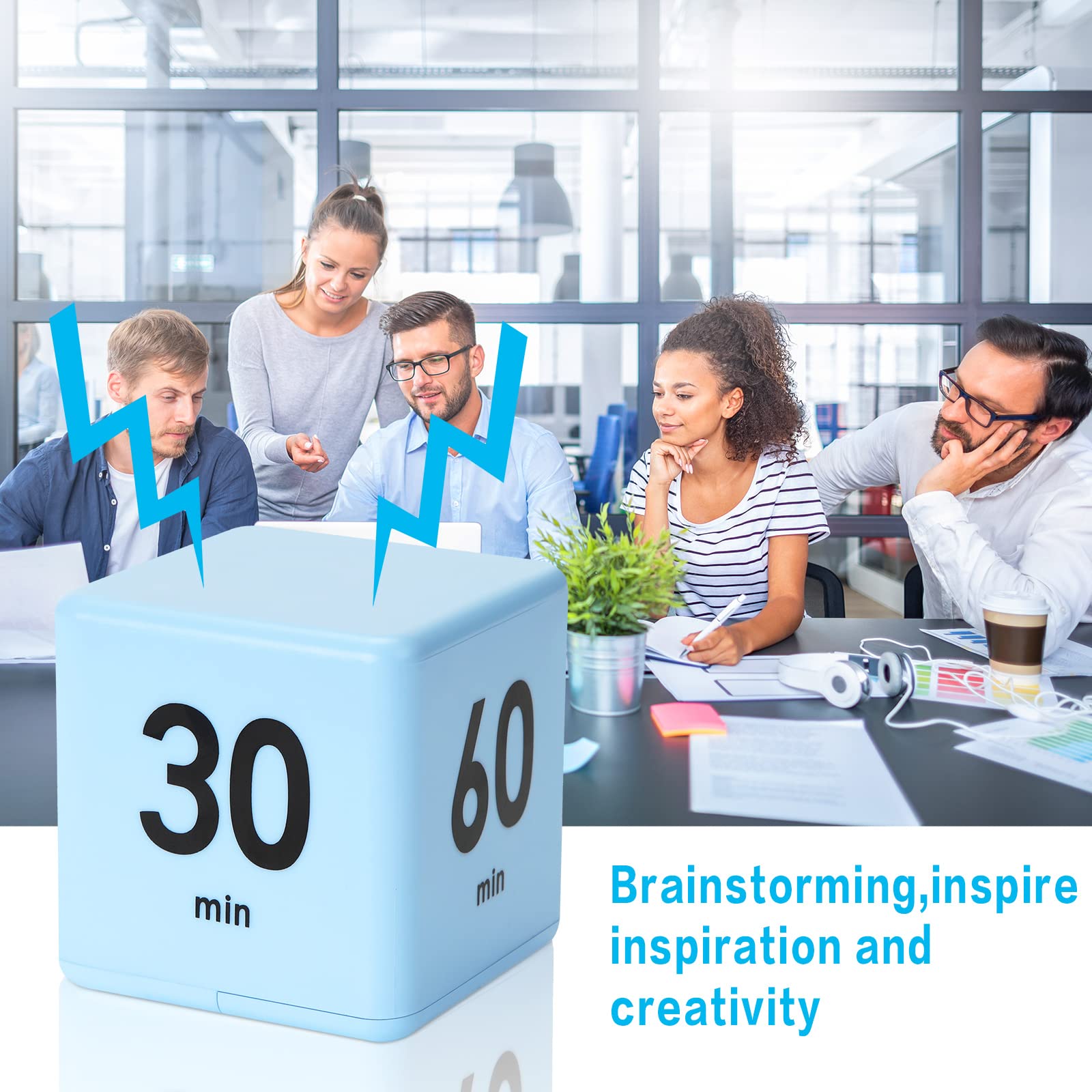 Weewooday 2.6 Inch Cube Timer Block - ADHD Focus Tool, Productivity Timer for Work & Study with Gravity Sensor - 15/20/30/60 Minute Countdown - Blue (Perfect for Kitchen, Office, Gym & Classroom Time Management)