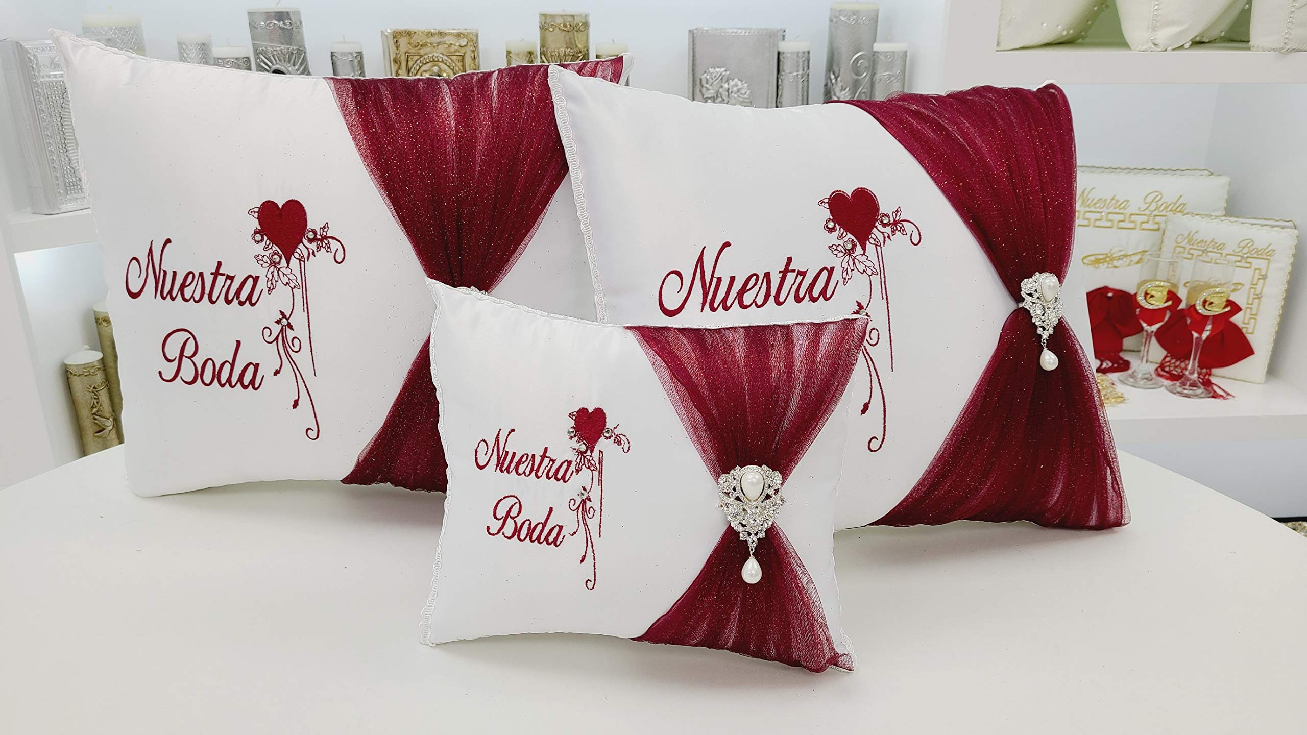 Elegant White Silver Wedding Kneeling Pillow Set - Quinceañera & Wedding Ceremony Accessories with Candles & Flutes - Perfect for Church Aisle, Vows, and First Dance Celebrations