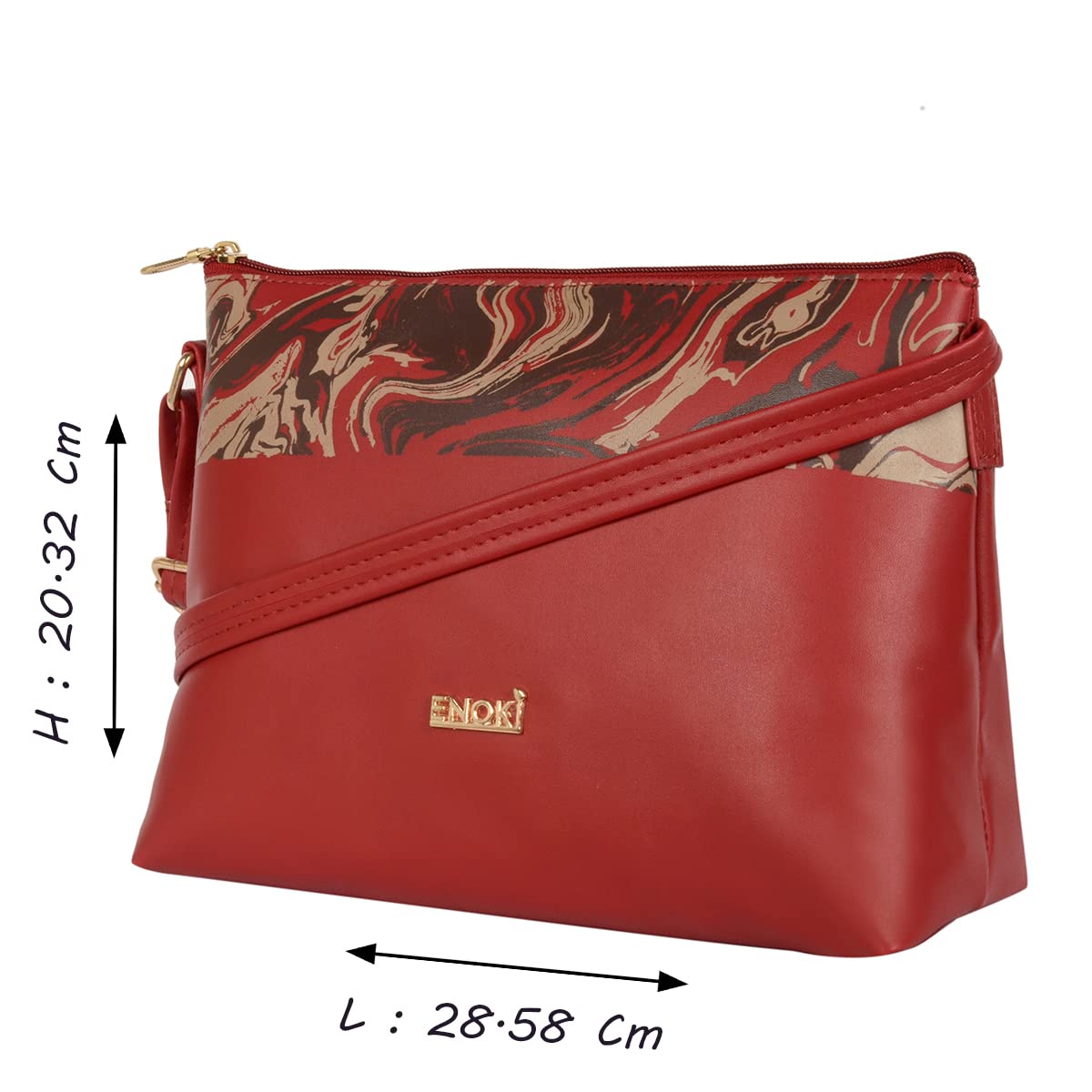 Stylish Enoki Women's Crossbody Handbag - Fashionable Red Leather Purse for Work, Travel & Everyday Use