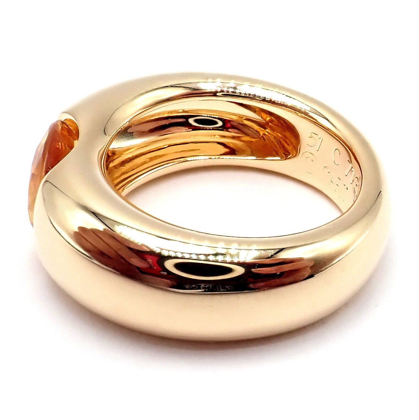 Authentic Cartier 18K Yellow Gold Citrine Wide Large Ellipse Band Ring Size 5.5 - Luxury Jewelry for Women, Perfect for Weddings, Anniversaries & Special Occasions