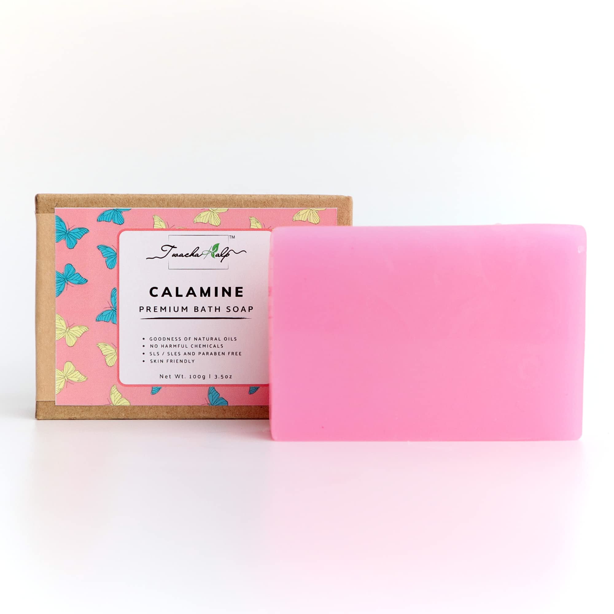 TWACHAKALP Premium Organic Calamine Soap for Acne & Skin Irritation - 100g x 2 Bars (200g Total) | Handmade Natural Soap for Sensitive Skin | Perfect for Face & Body Care, Eczema Relief & Daily Cleansing