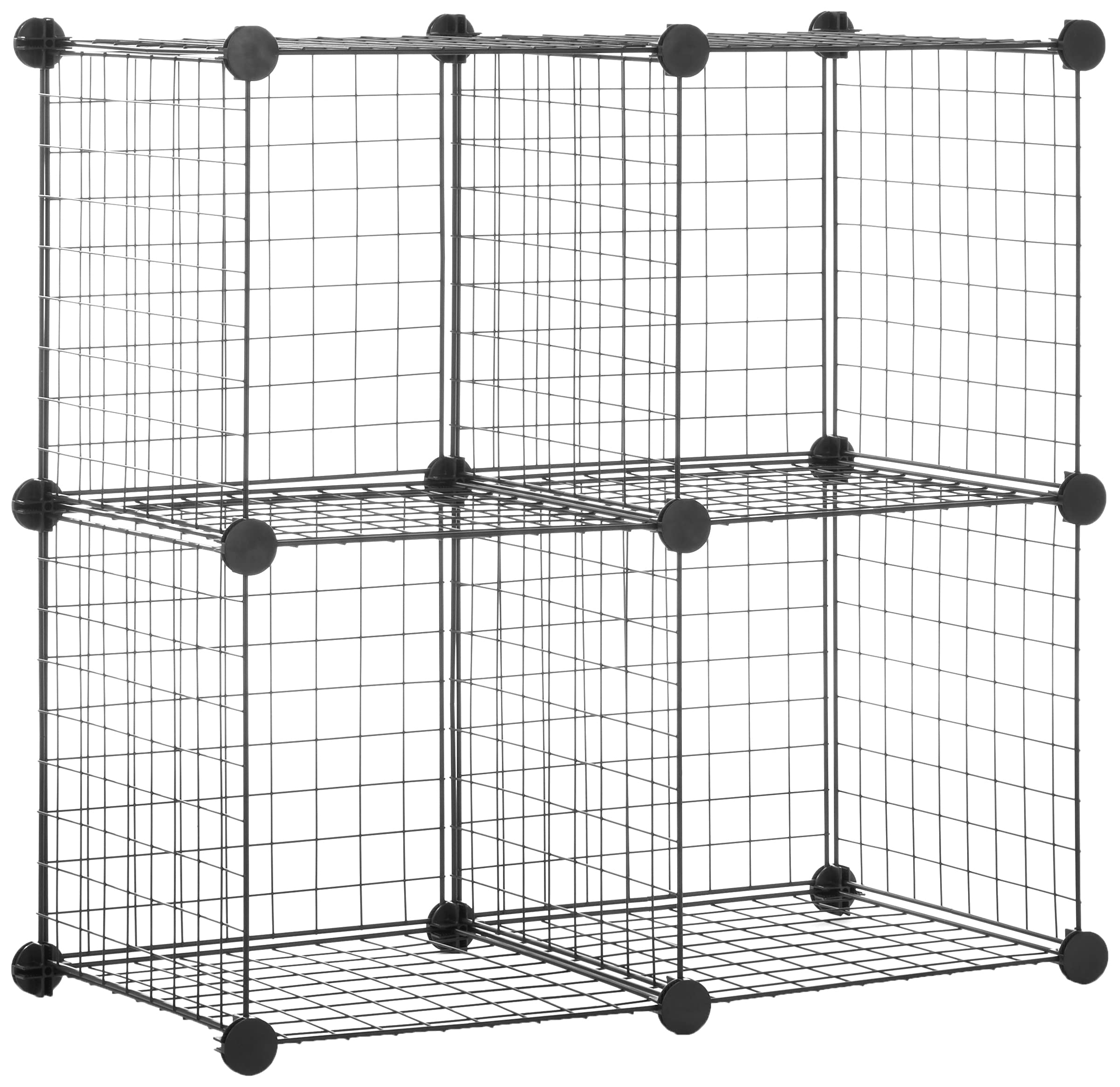 Amazon Basics 4 Cube Storage Organizer - Wire Grid Closet & Shelf Organizer, Stackable, Black 14