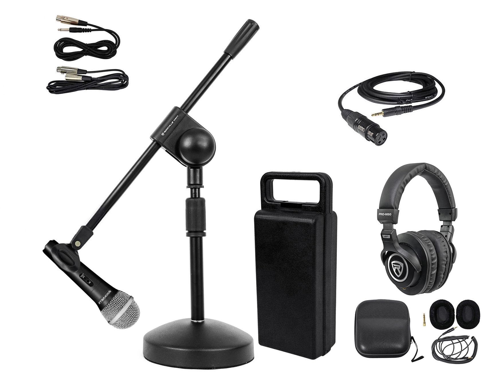 Rockville Professional PC Podcasting Microphone Kit with Adjustable Boom Arm, Desk Stand & Studio Headphones - Perfect for Streaming, Gaming & Voice Recording