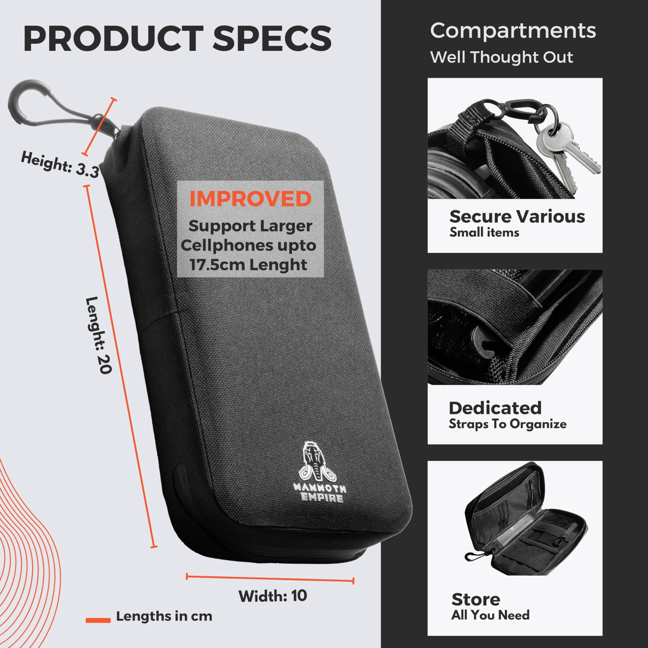 Waterproof Cycling Wallet - Multi-Functional Bike Phone Pouch & EDC Organizer for Bicycle, Running, Hiking & Outdoor Activities | Black