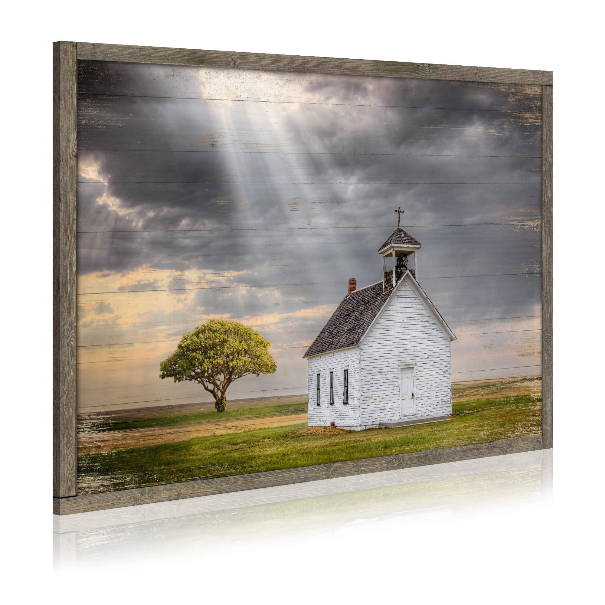 Handcrafted Wooden Barn Landscape Painting - Rustic Countryside Framed Wall Art for Home & Office Decor | Perfect for Living Room, Bedroom, Farmhouse Style Interior