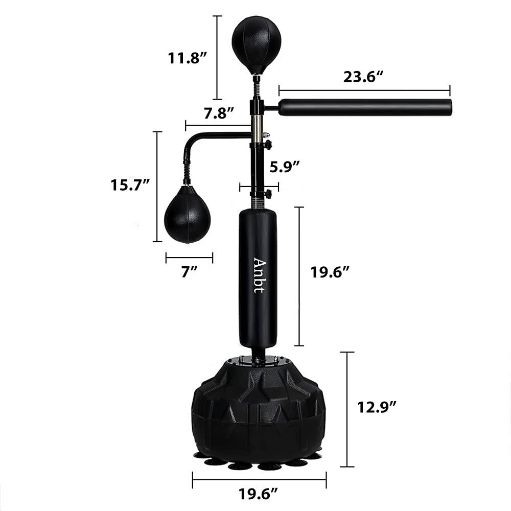 Adjustable Height Boxing Speed Trainer Punching Bag with Spinning Bar & Stable Free-Standing Base - Perfect for Home Gym, Boxing Training, and Fitness Workouts