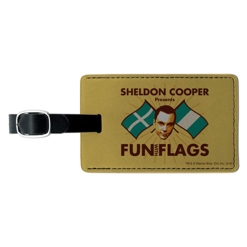 The Big Bang Theory Inspired Fun with Flags Leather Luggage Tag - Rectangle ID Card Holder for Travel Bags & Suitcases | Perfect for Fans, Collectors & Frequent Travelers