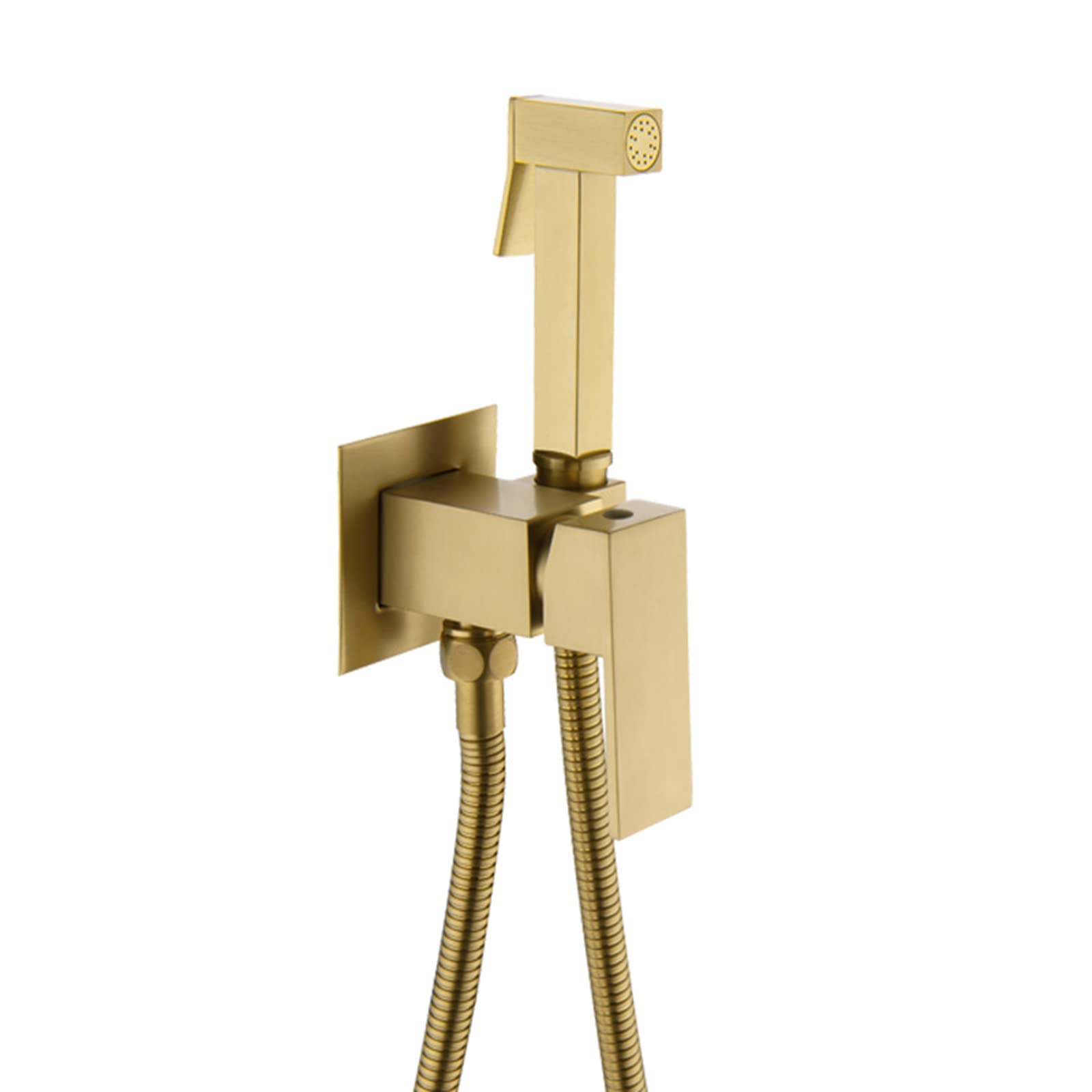 Wall Mount Handheld Bidet Sprayer for Toilet - Hot & Cold Water Brass Bidet Faucet with Single Handle & Strong Water Pressure - Perfect for Bathroom Hygiene, Cloth Diaper Cleaning & Personal Care (Brushed Gold)