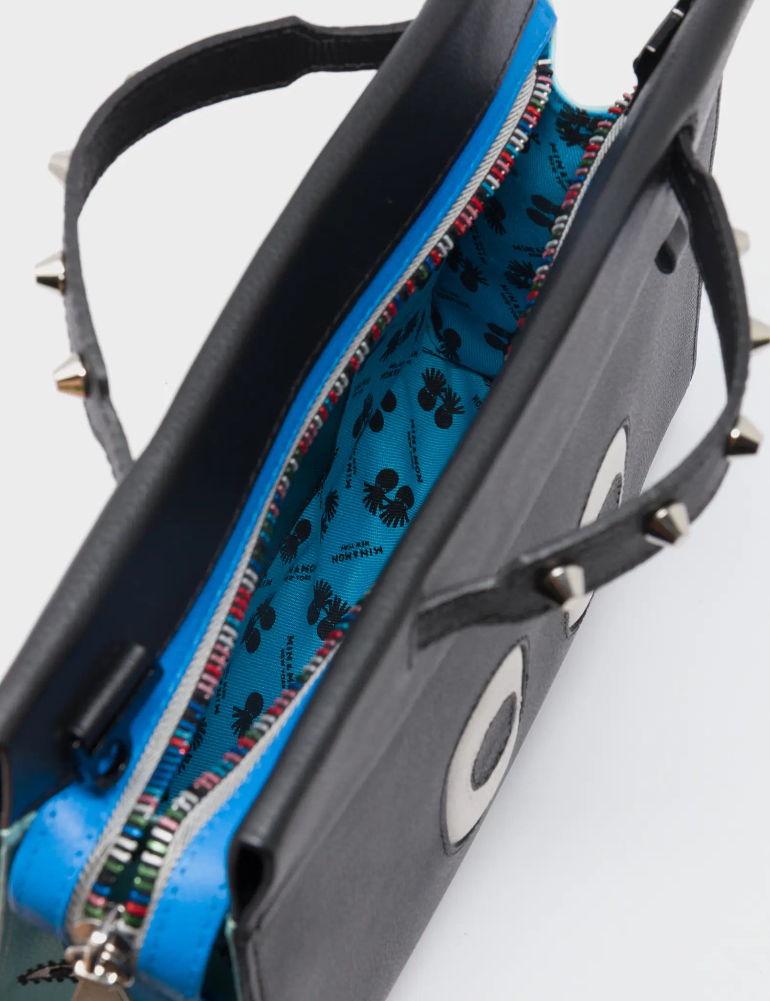 Vali Crossbody Small Black & Water Ballet Blue Leather Bag with All Over Eyes Embroidery - Perfect for Women's Fashion Accessories, Everyday Use & Travel Essentials