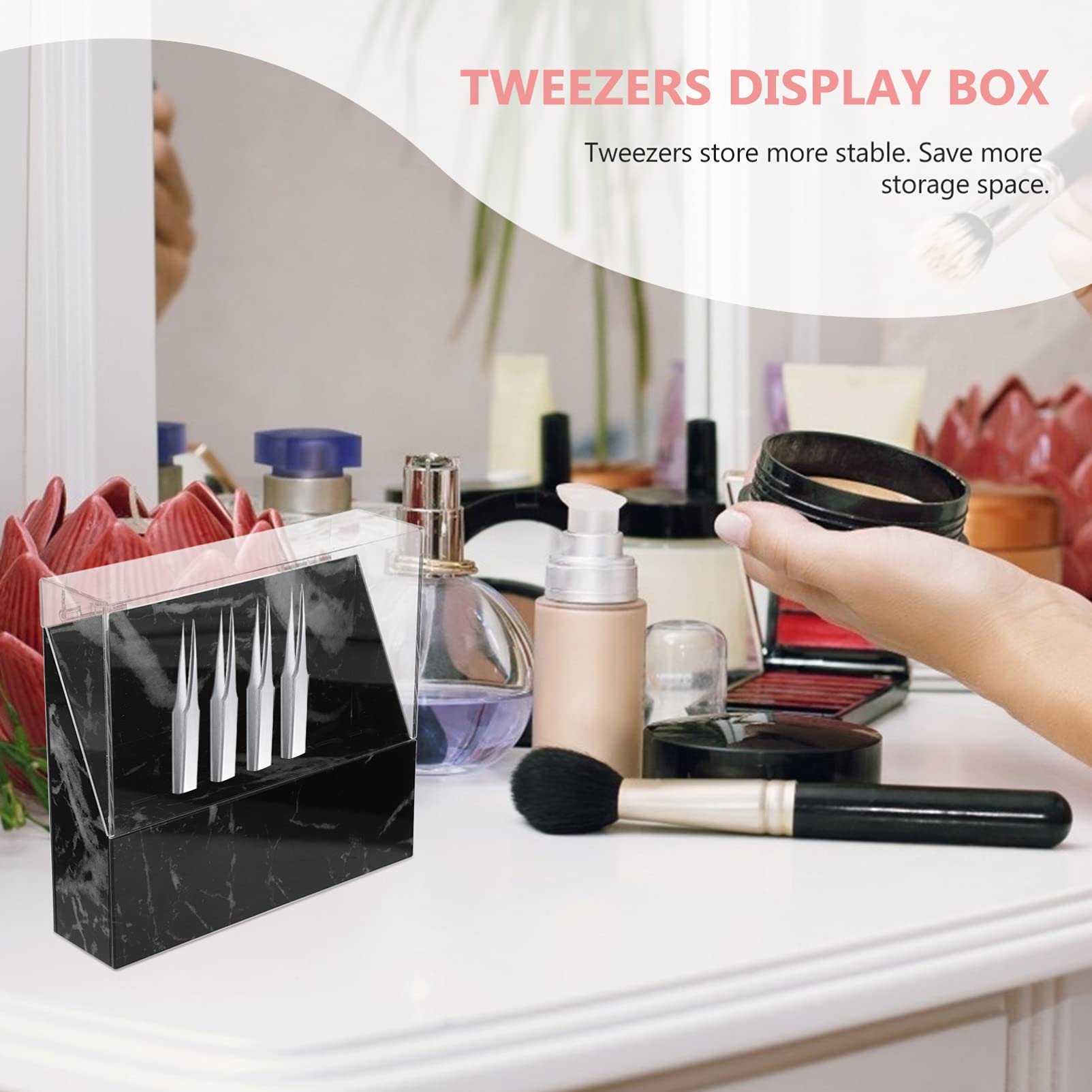 Professional Tweezer Holder Storage Box with Lid - Organizer Case for Lash, Eyebrow, and Beauty Tweezers - Perfect for Salon, Spa, and Home Makeup Organization