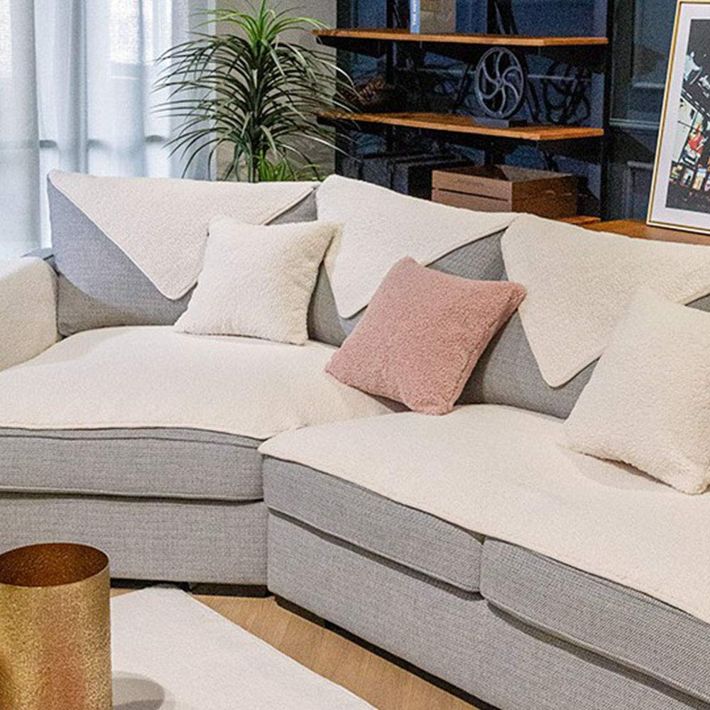Sherpa Fleece Sofa Cover - Soft Faux Fur Couch Protector 35x63 Inch Rectangular Slipcover for Love Seat & Recliner - Winter Home Decor for Living Room, Bedroom & Office